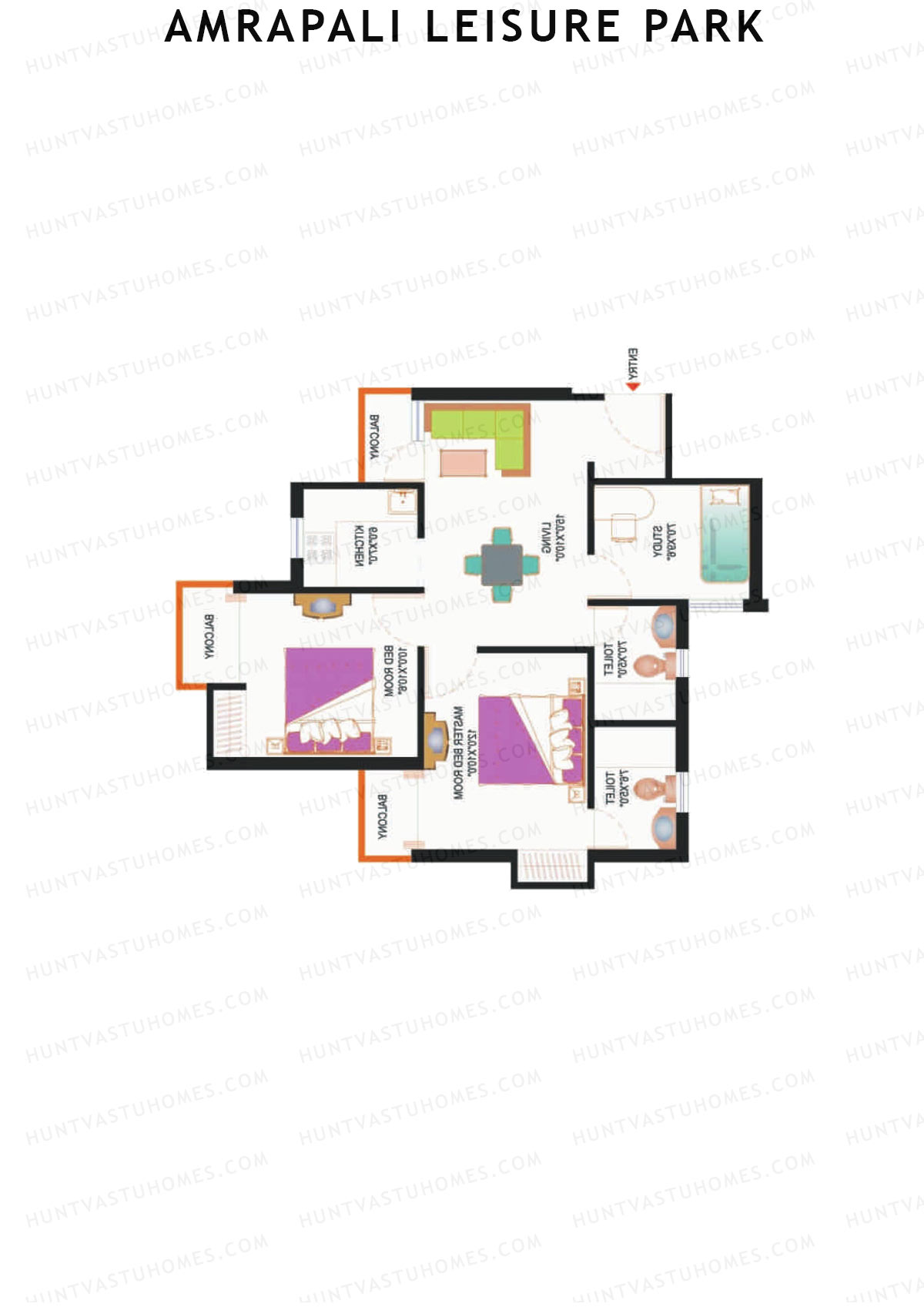 Amrapali Leisure Park, Tower C1, Unit 4, 2BHK, Super Area 925   sq ft 