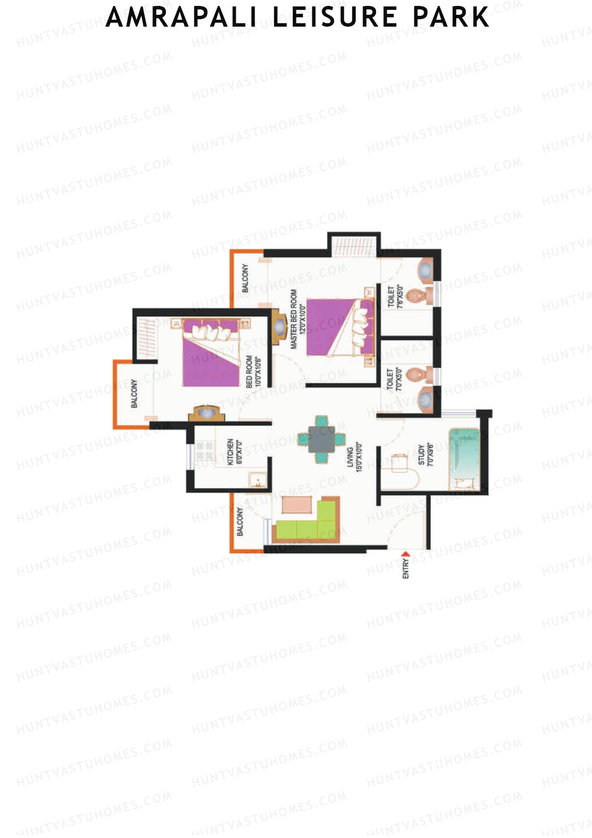 Amrapali Leisure Park, Tower C3, Unit 4, 2BHK, Super Area 925   sq ft 