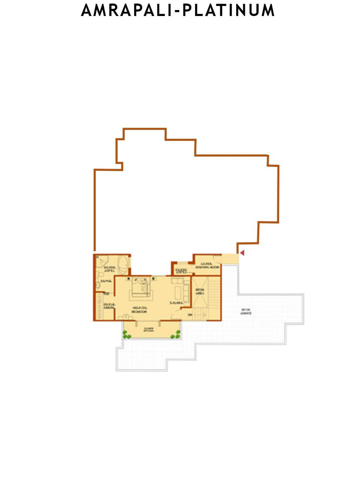 Amrapali Platinum, Tower F, Unit 4 (Duplex), 5BHK, Super Area 3800   sq ft 