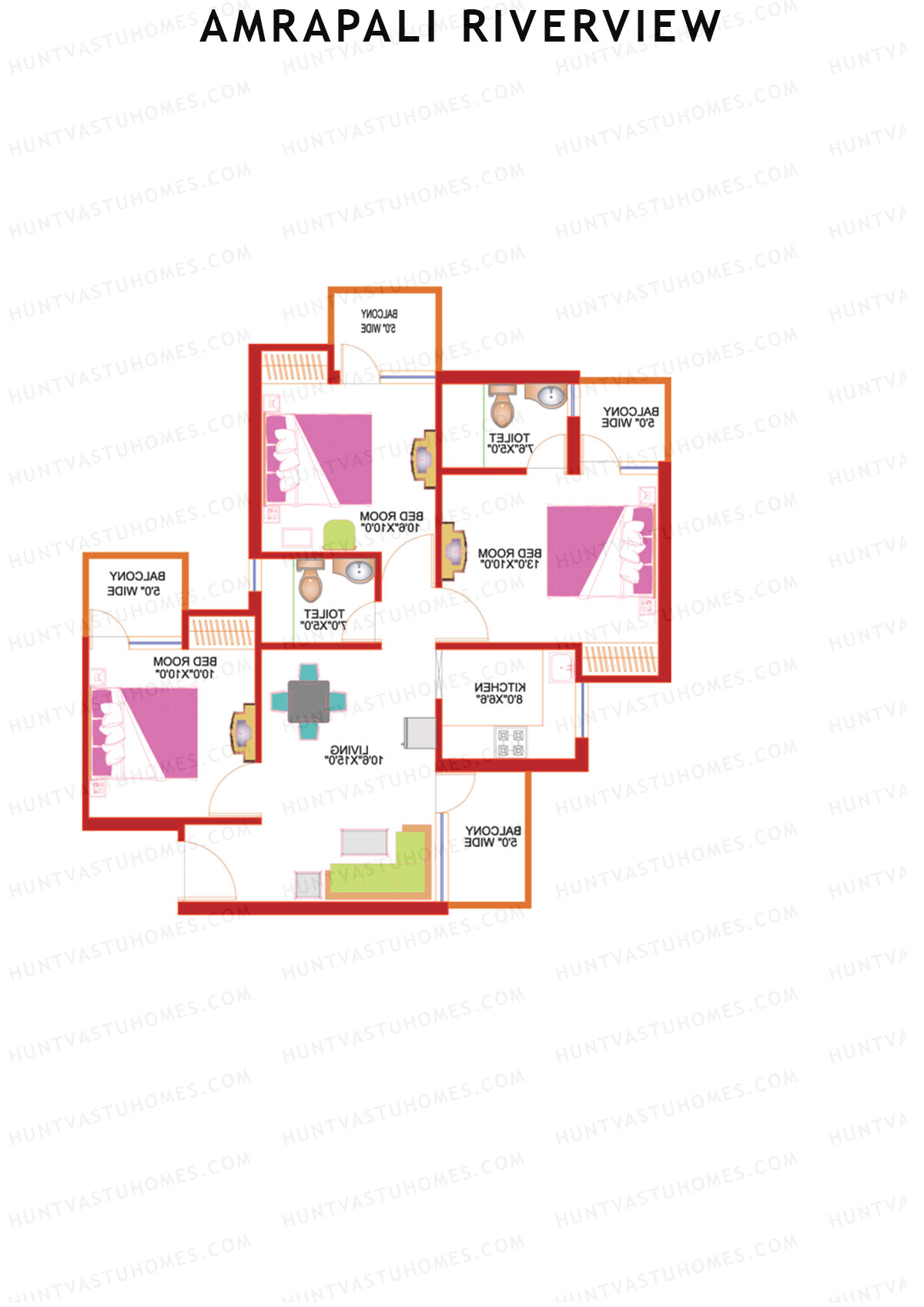 Amrapali Riverview Tower D2 Unit 3 Floor Plan