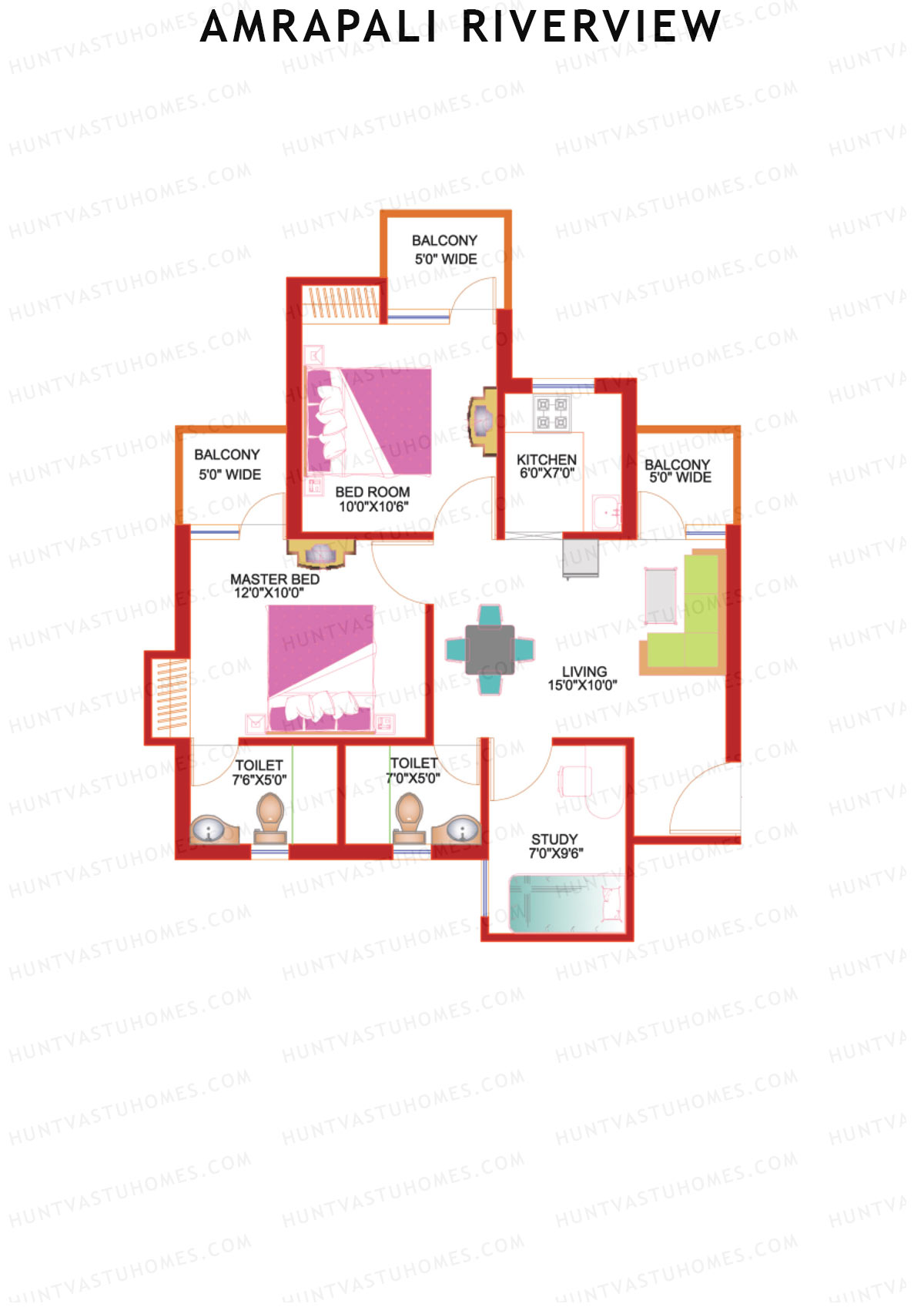 Amrapali Riverview Tower D2 Unit 4 Floor Plan