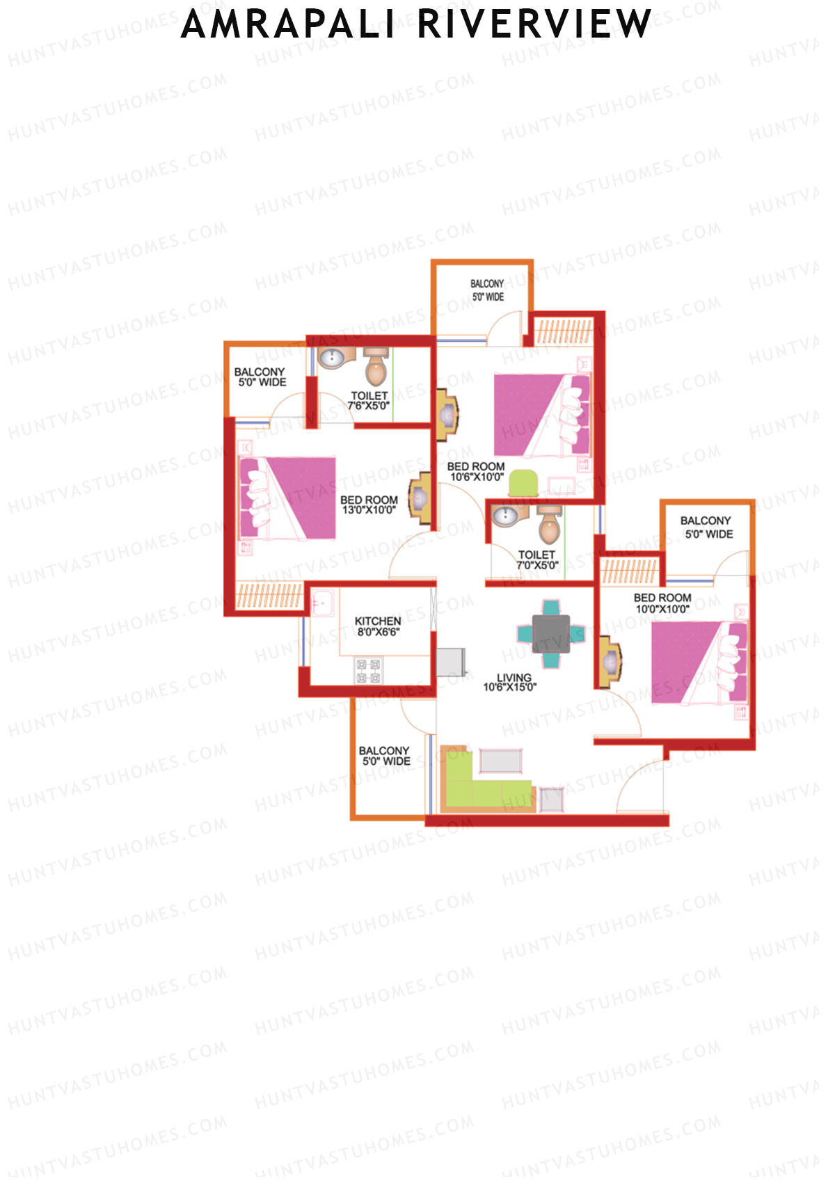 Amrapali Riverview Tower D3 Unit 3 Floor Plan