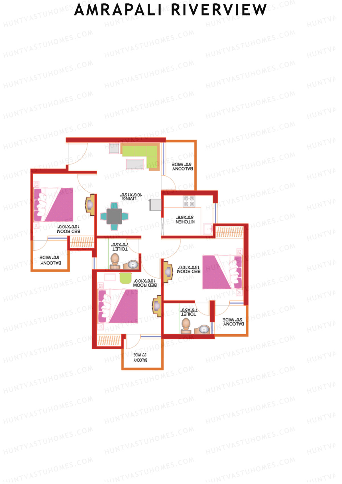 Amrapali Riverview Tower D3 Unit 6 Floor Plan