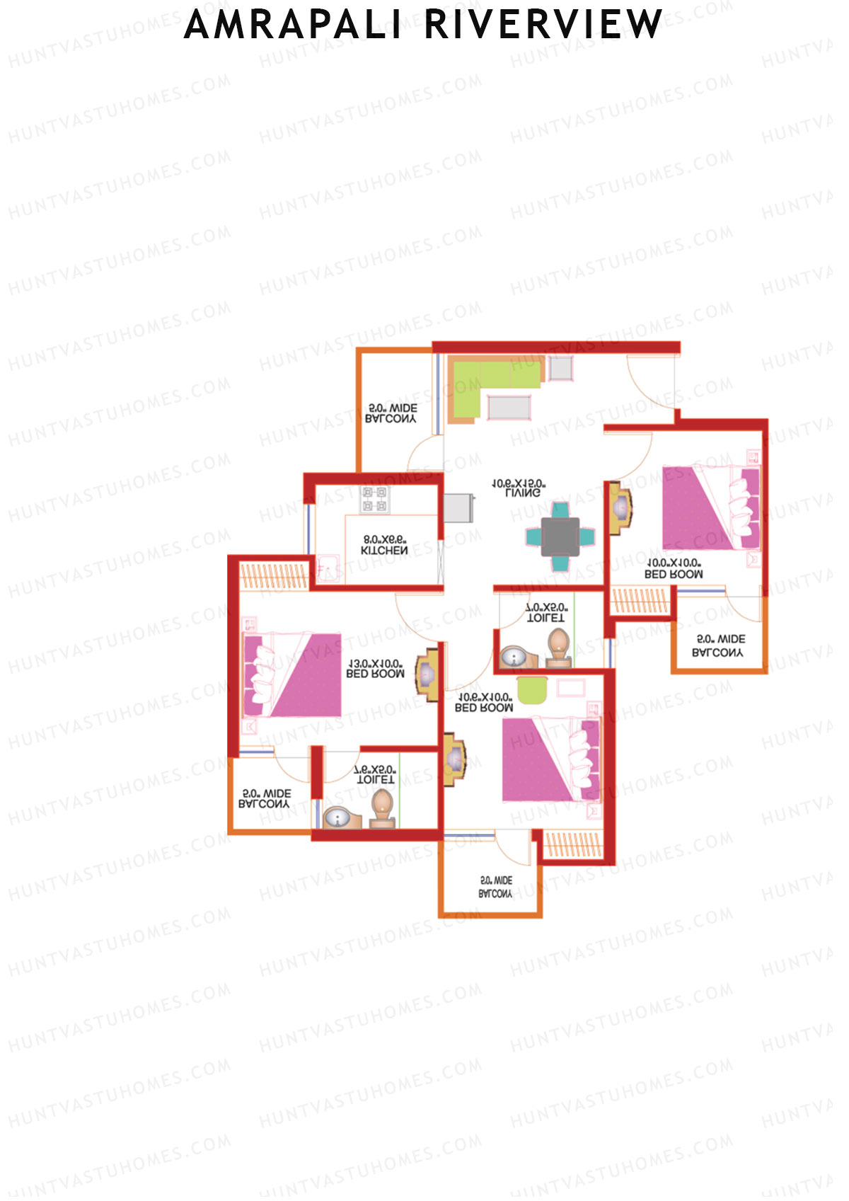 Amrapali Riverview Tower D4 Unit 6 Floor Plan