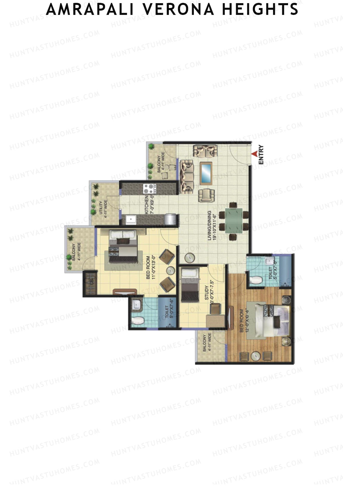 Amrapali Verona Heights Tower C Unit 3 Floor Plan