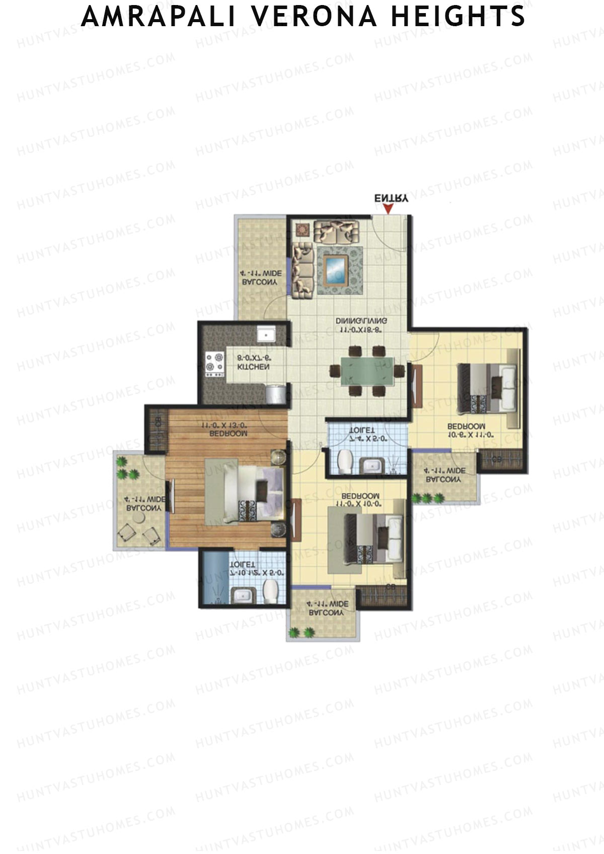 Amrapali Verona Heights Tower D Unit 3 (Type 2) Floor Plan