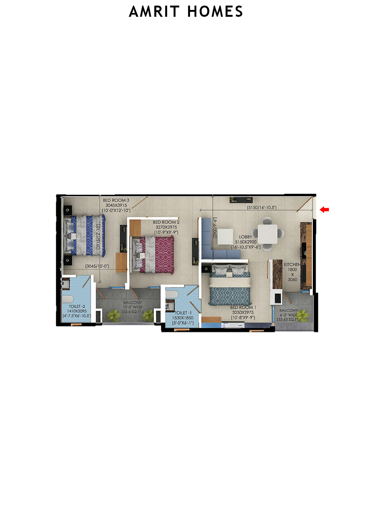 Amrit Homes Tower A10 Unit 4 Floor Plan