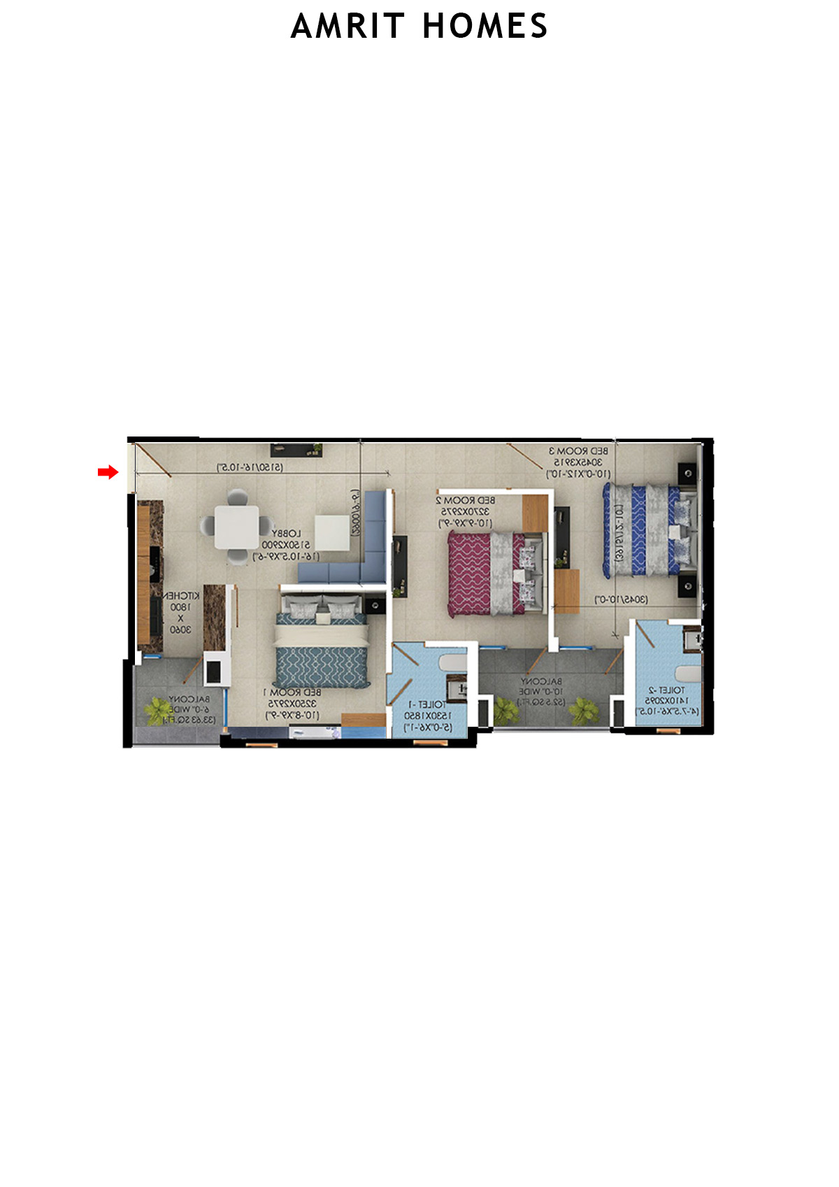 Amrit Homes Tower A4 Unit 3 Floor Plan