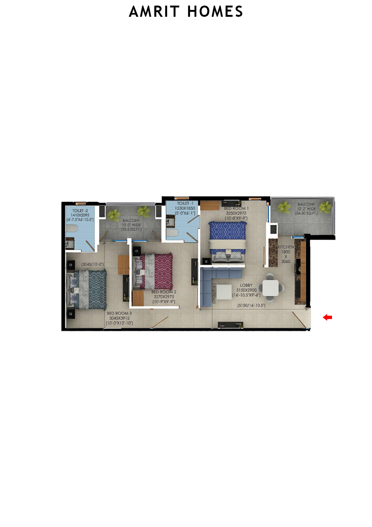 Amrit Homes Tower A6 Unit 1 Floor Plan