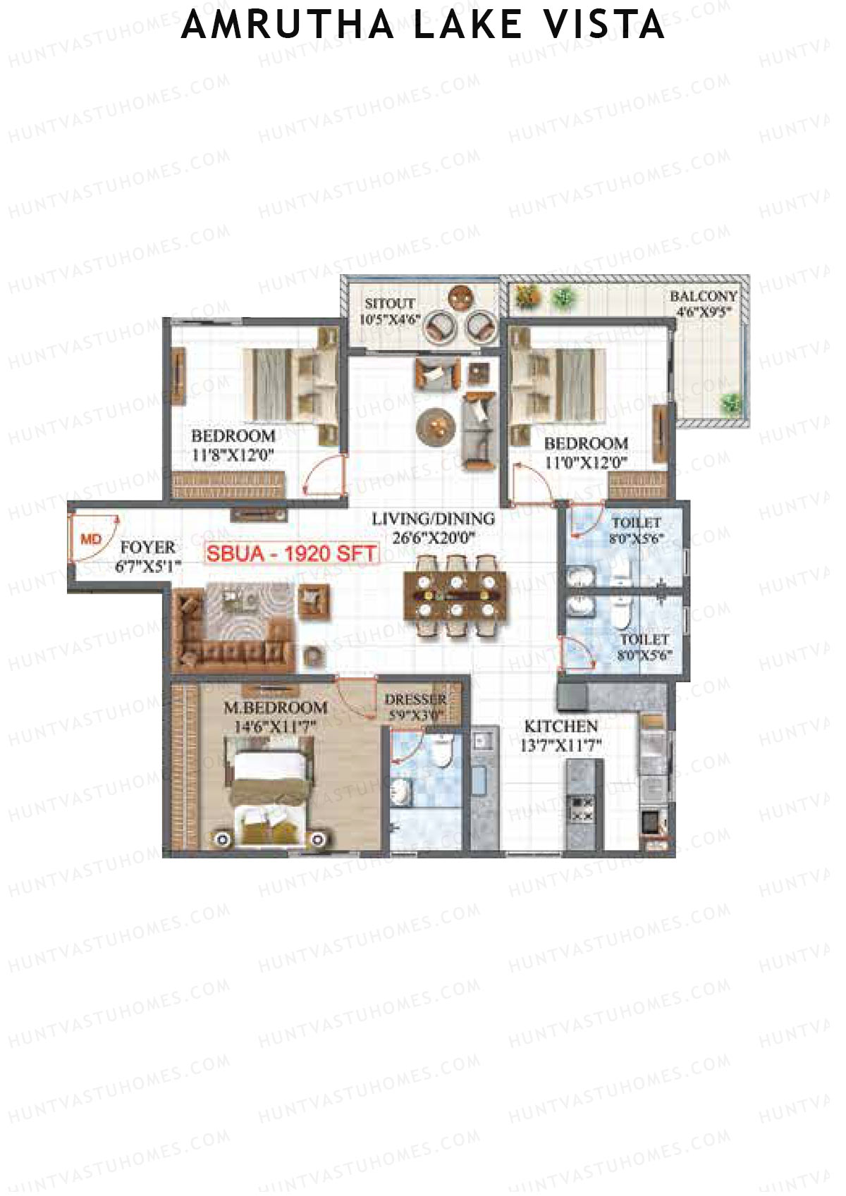 Amrutha Lake Vista Block A Unit 2 Floor Plan
