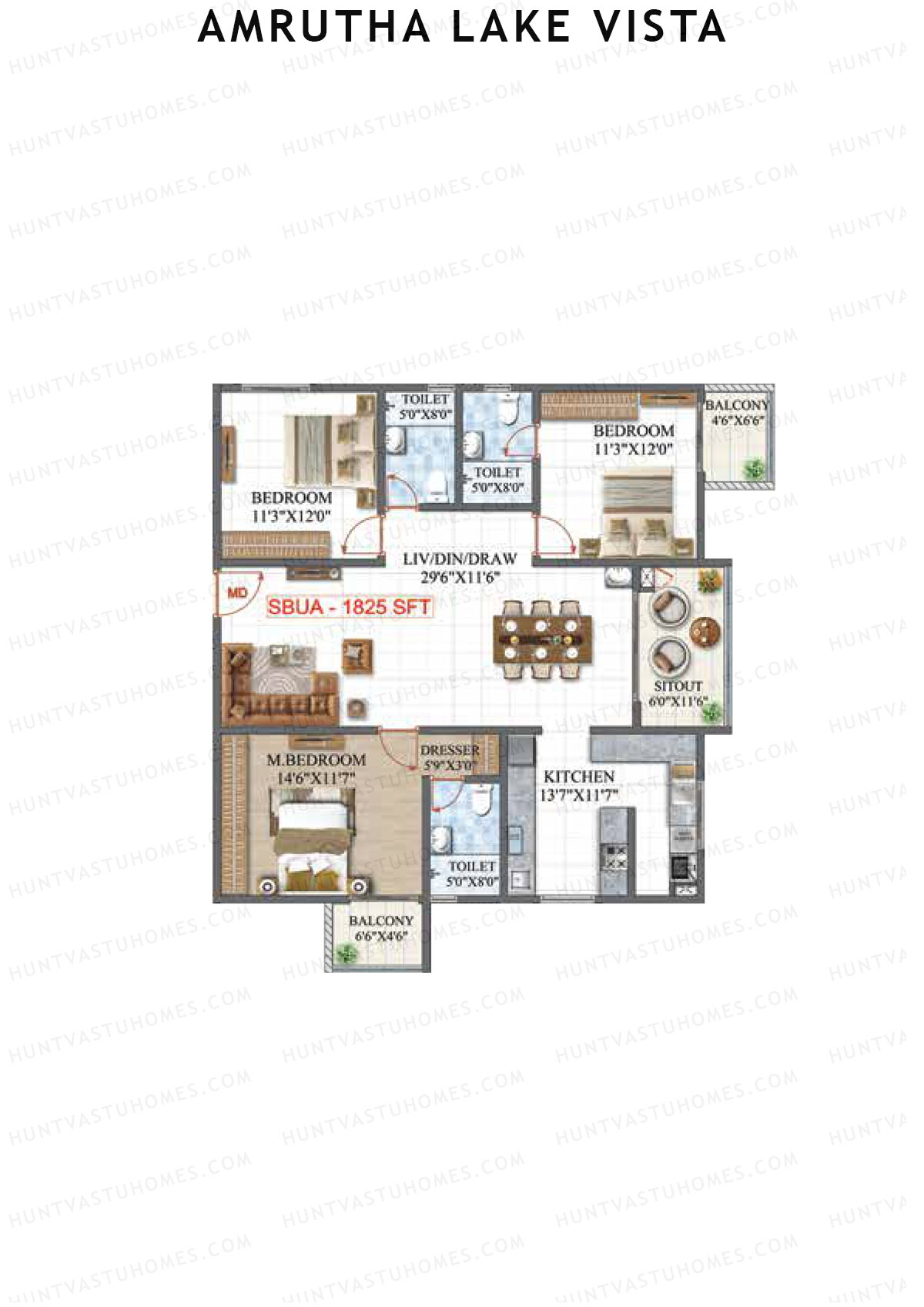 Amrutha Lake Vista Block A Unit 3 Floor Plan