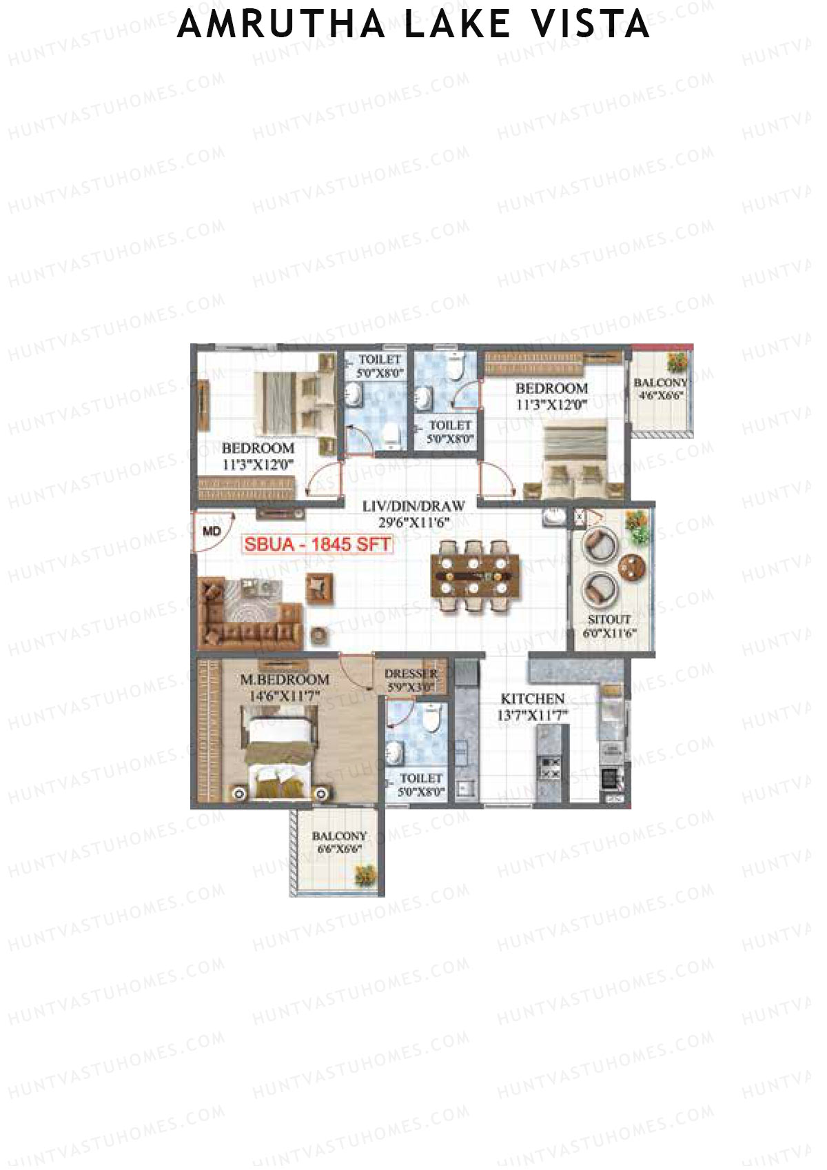 Amrutha Lake Vista Block A Unit 3 Floor Plan