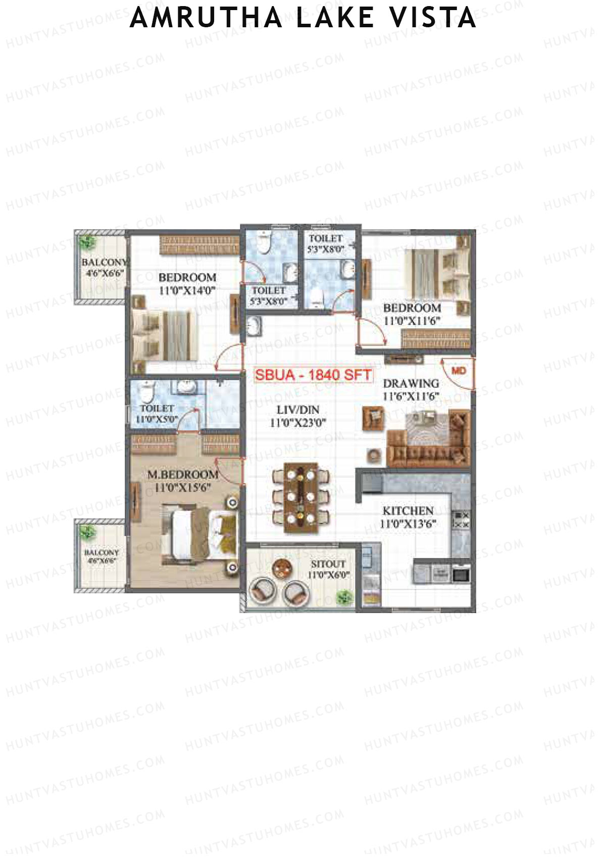 Amrutha Lake Vista Block A Unit 4 Floor Plan