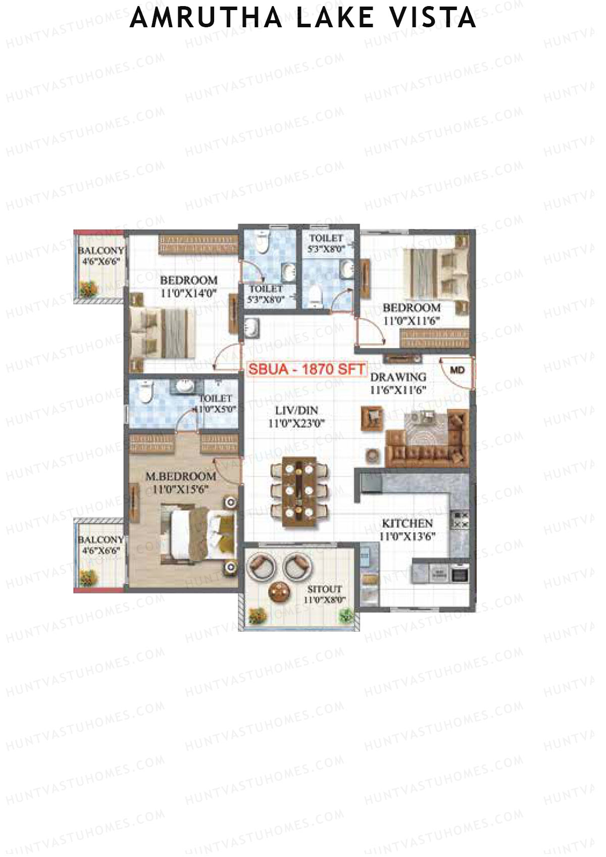 Amrutha Lake Vista Block A Unit 4 Floor Plan