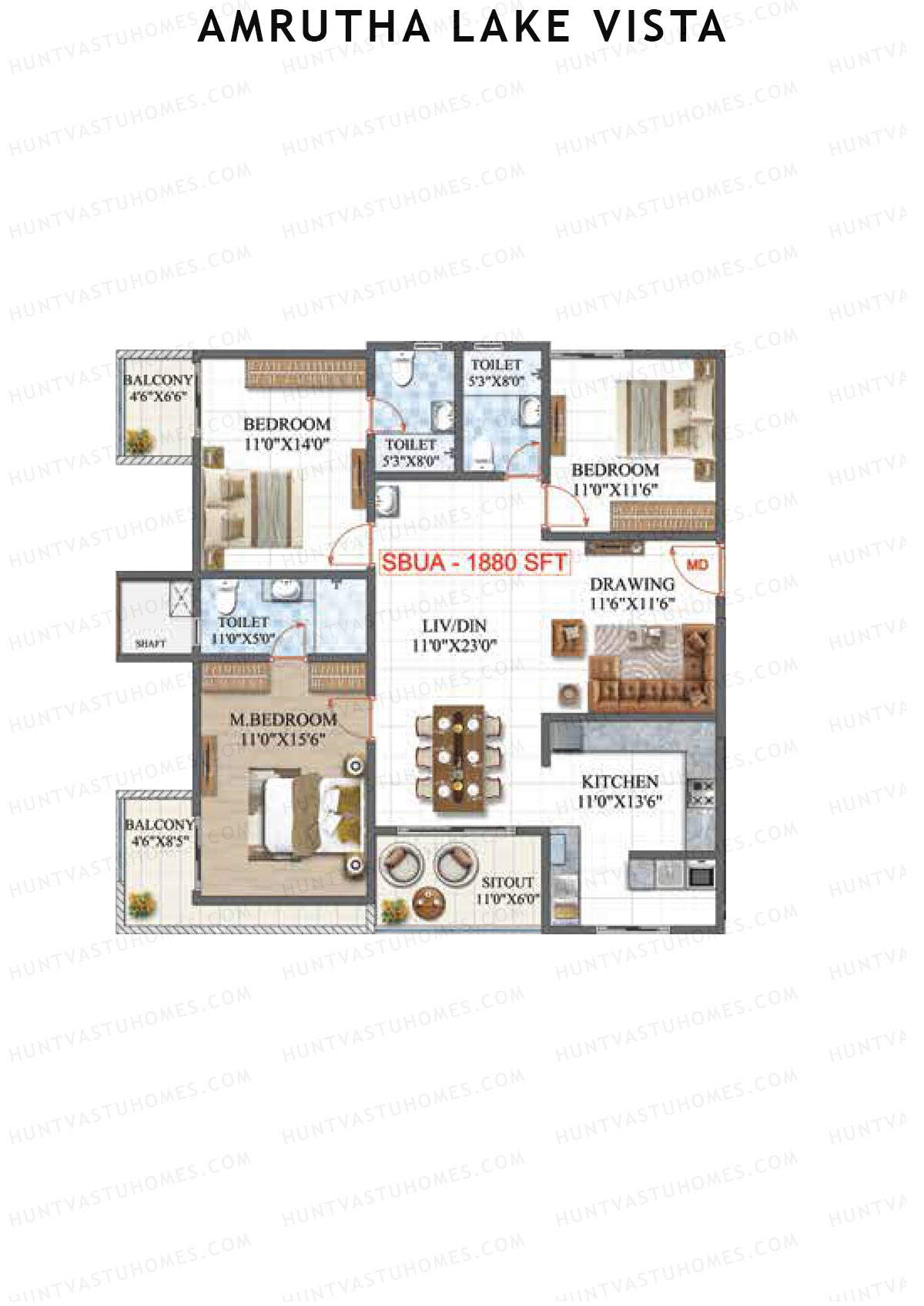 Amrutha Lake Vista Block A Unit 4 Floor Plan