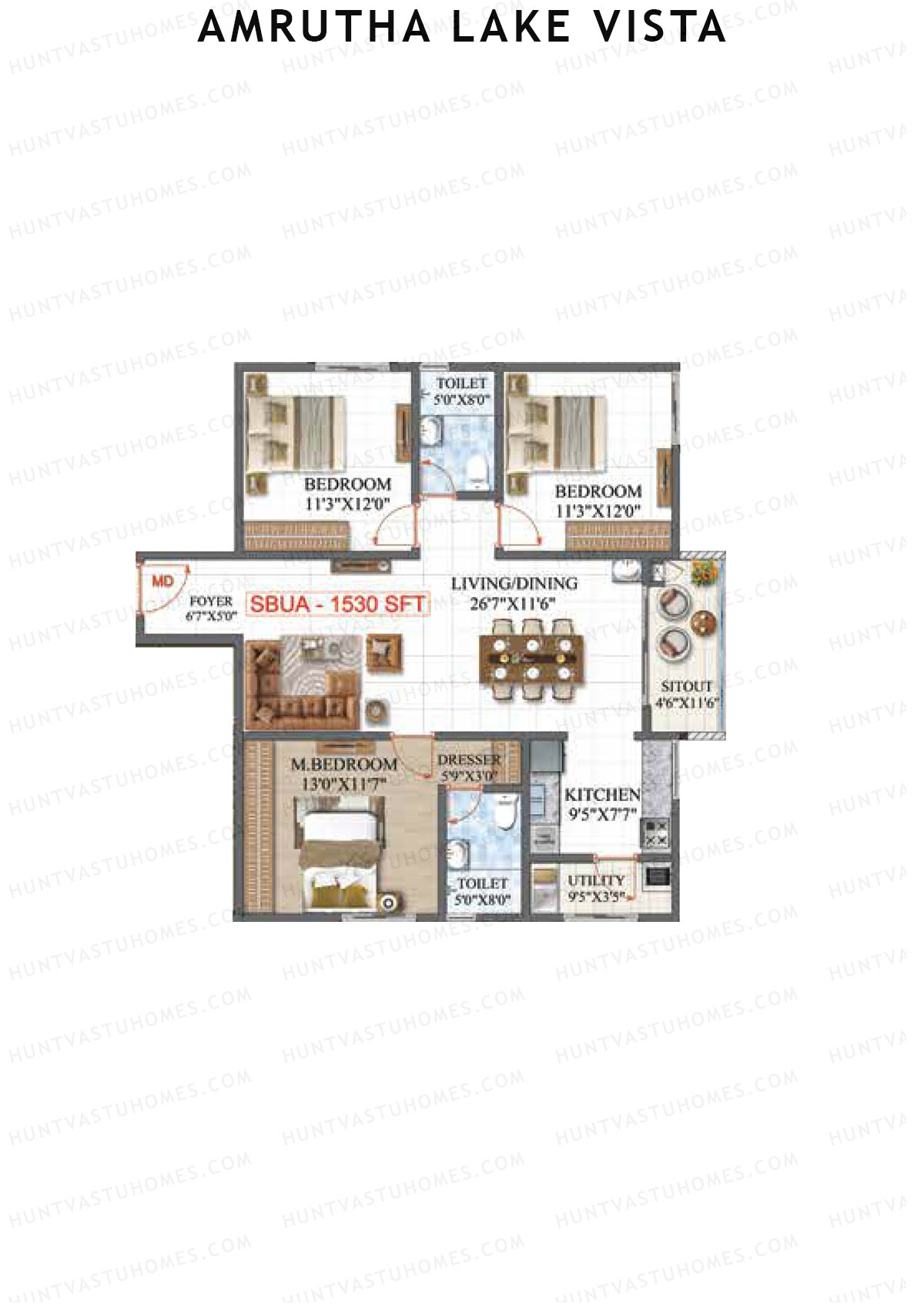 Amrutha Lake Vista Block B Unit 4 Floor Plan