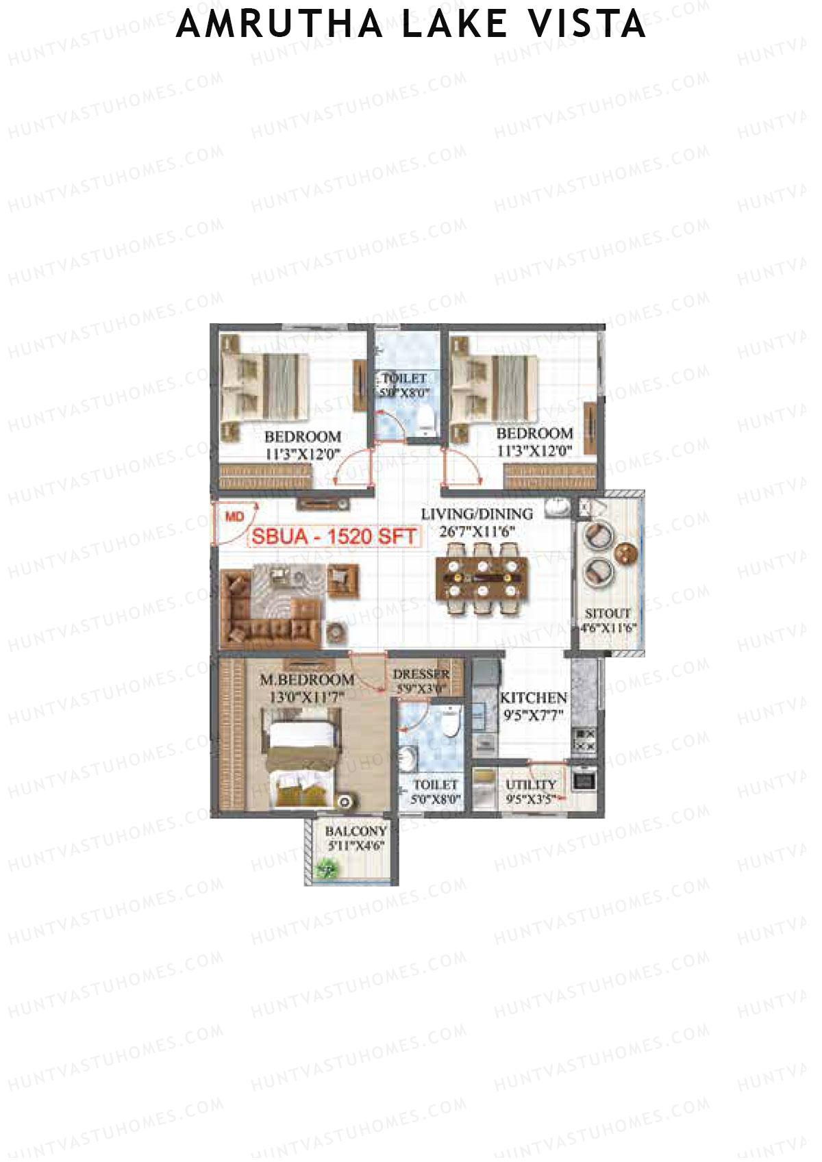 Amrutha Lake Vista Block B Unit 5 Floor Plan