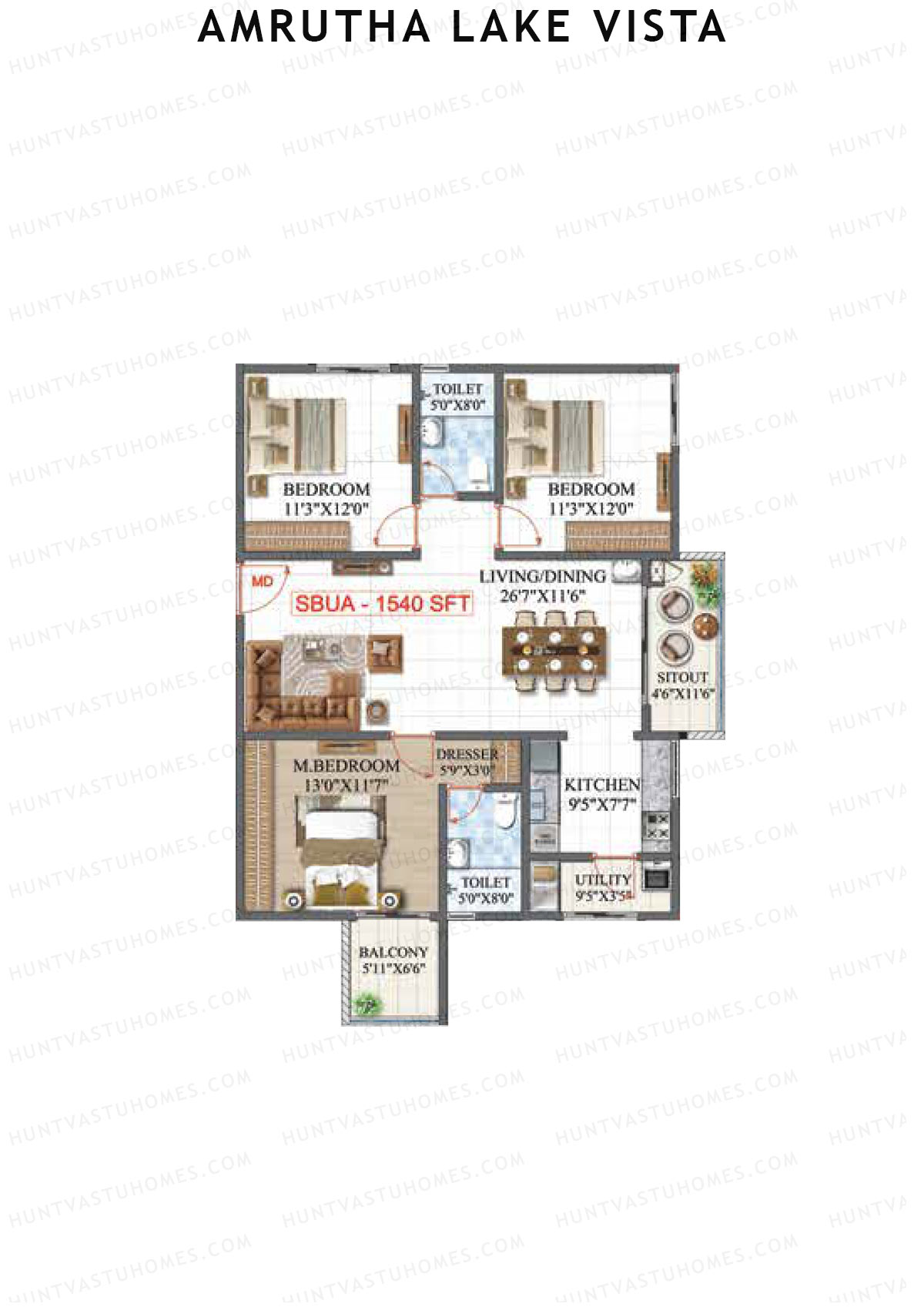Amrutha Lake Vista Block B Unit 5 Floor Plan