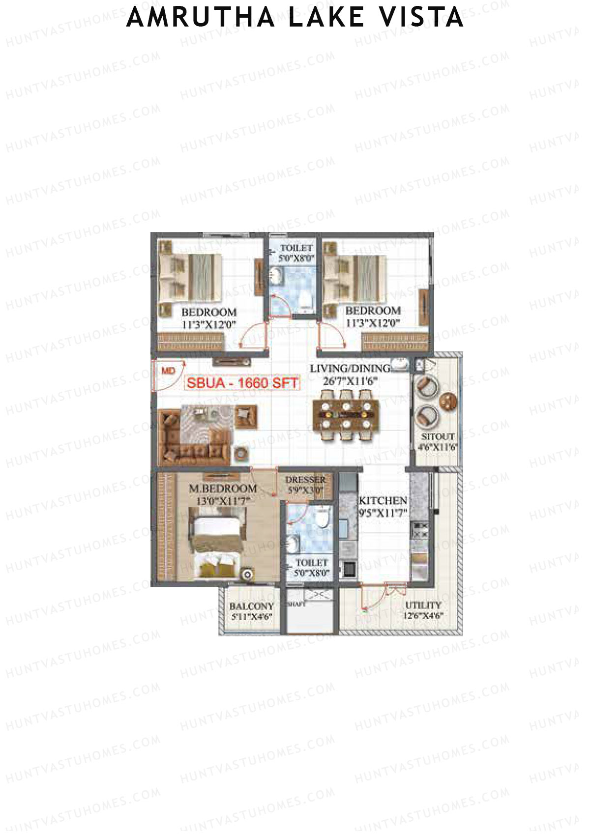 Amrutha Lake Vista Block B Unit 5 Floor Plan