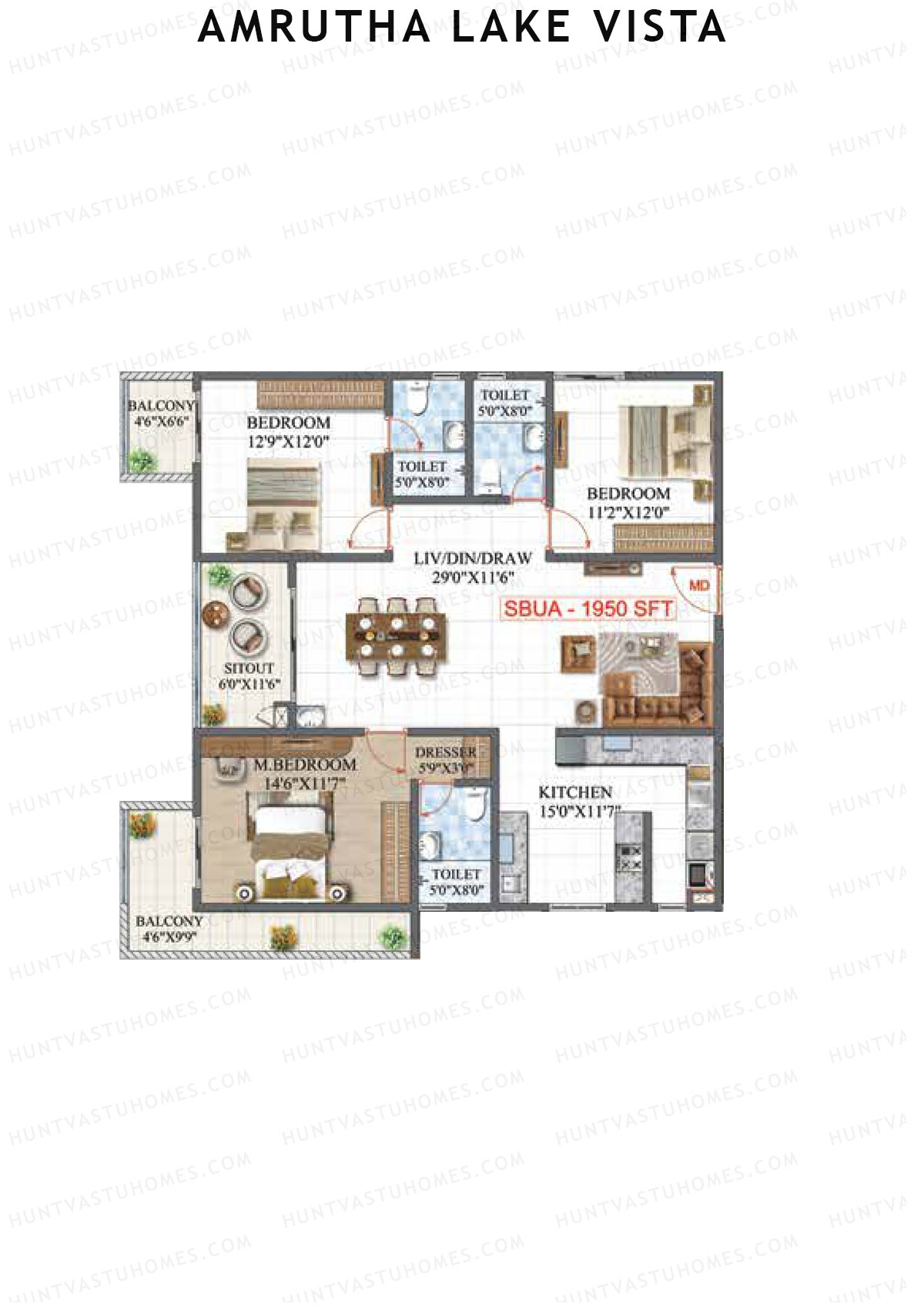 Amrutha Lake Vista Block B Unit 6 Floor Plan