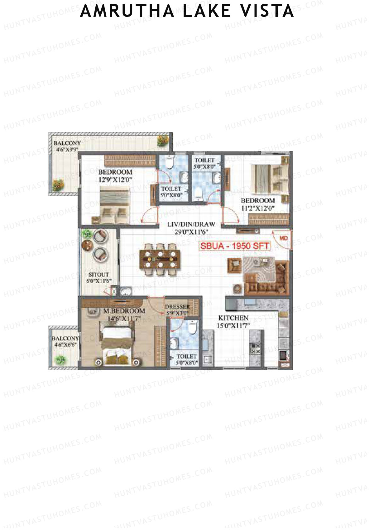Amrutha Lake Vista Block B Unit 7 Floor Plan