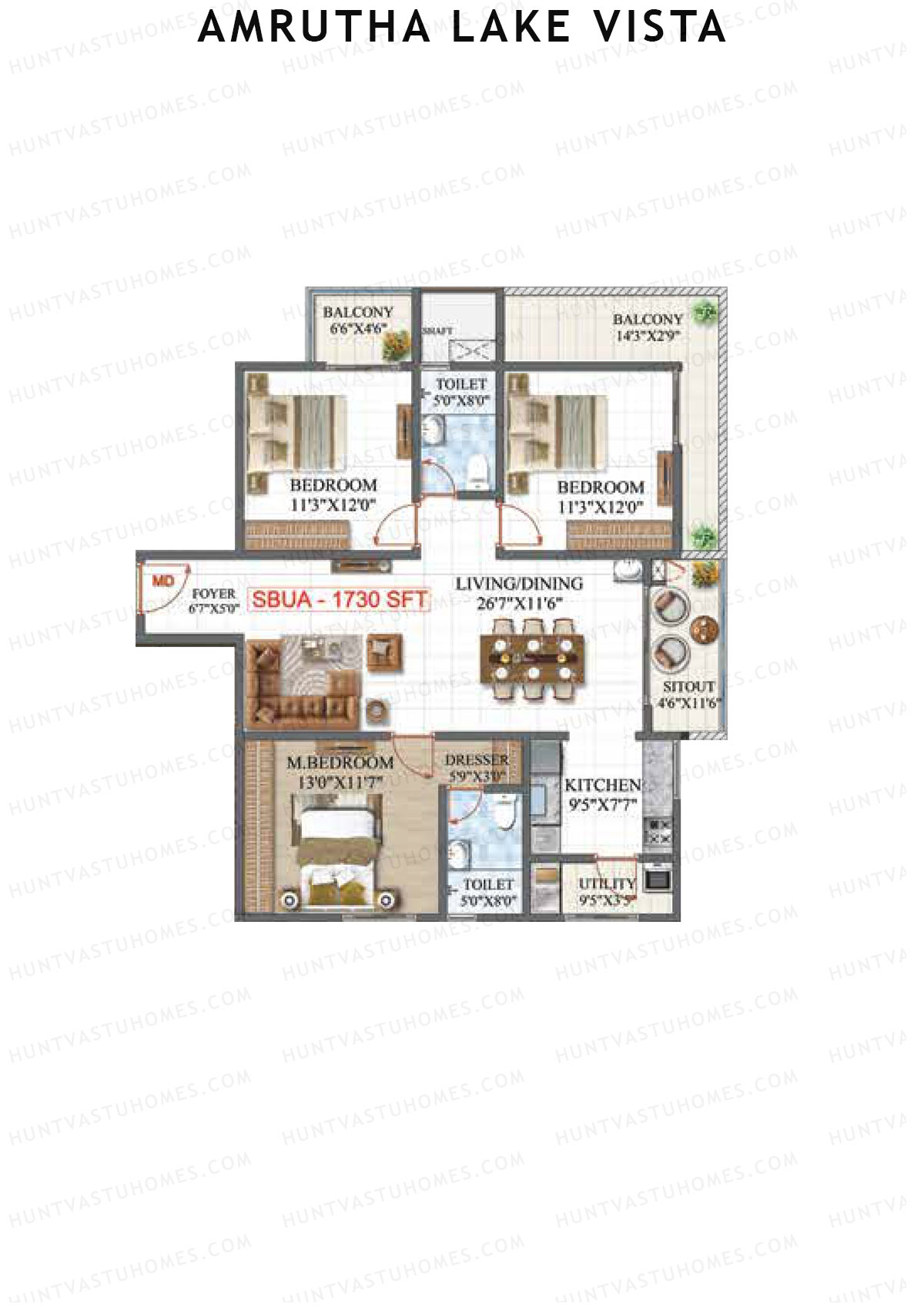 Amrutha Lake Vista Block C Unit 2 Floor Plan