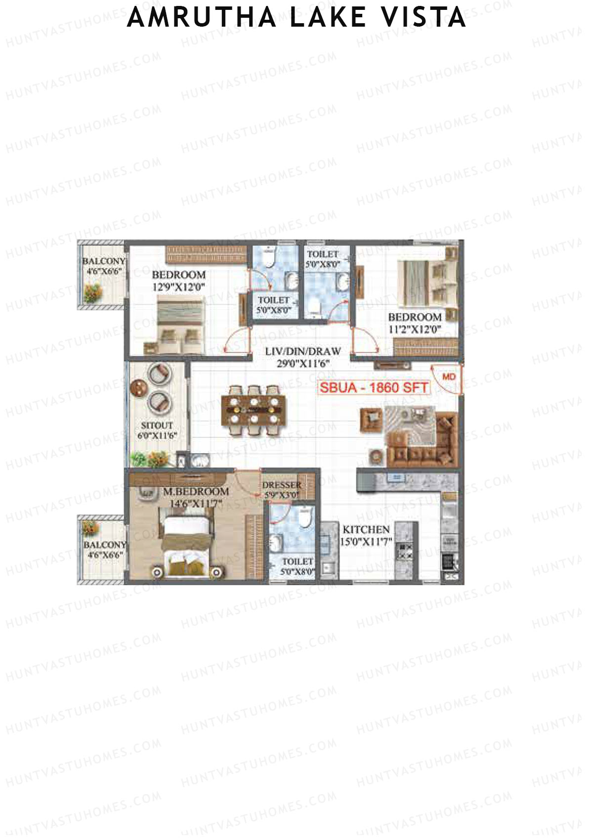 Amrutha Lake Vista Block C Unit 8 Floor Plan