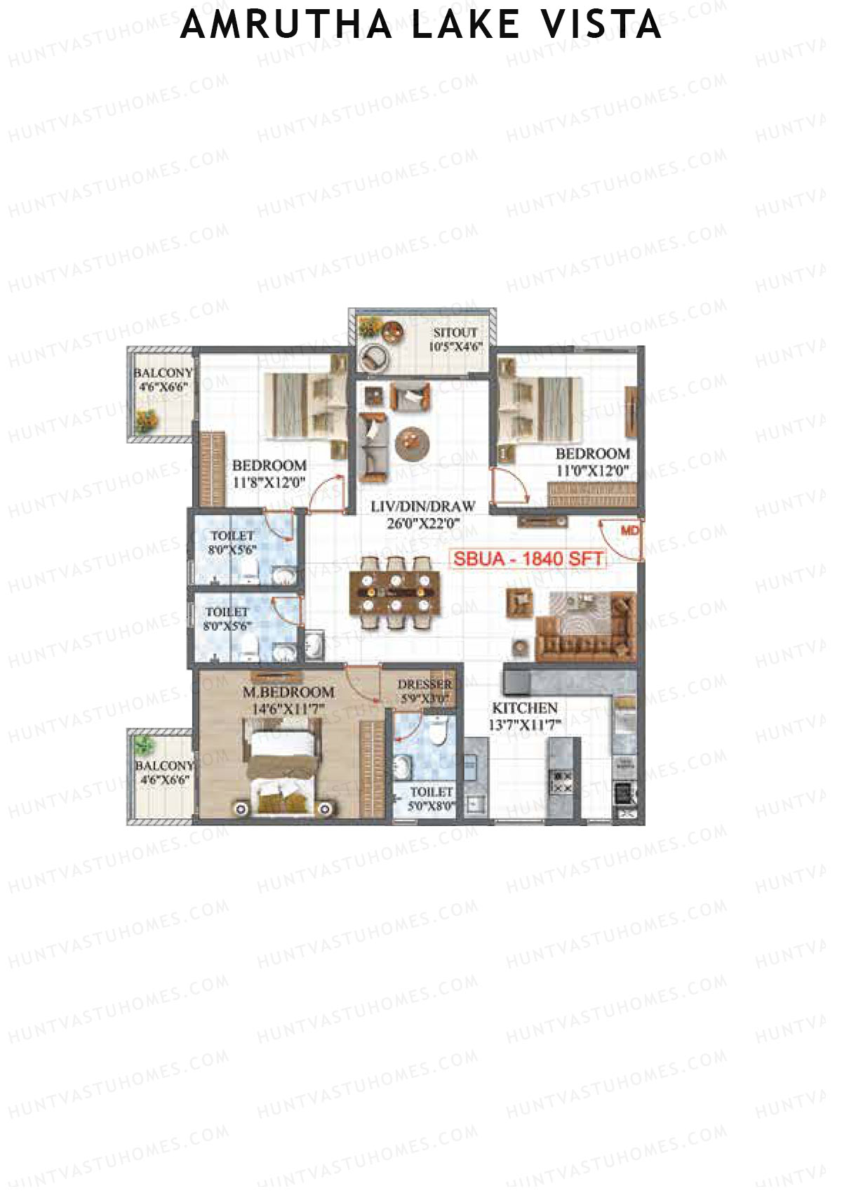 Amrutha Lake Vista Block D Unit 1 Floor Plan