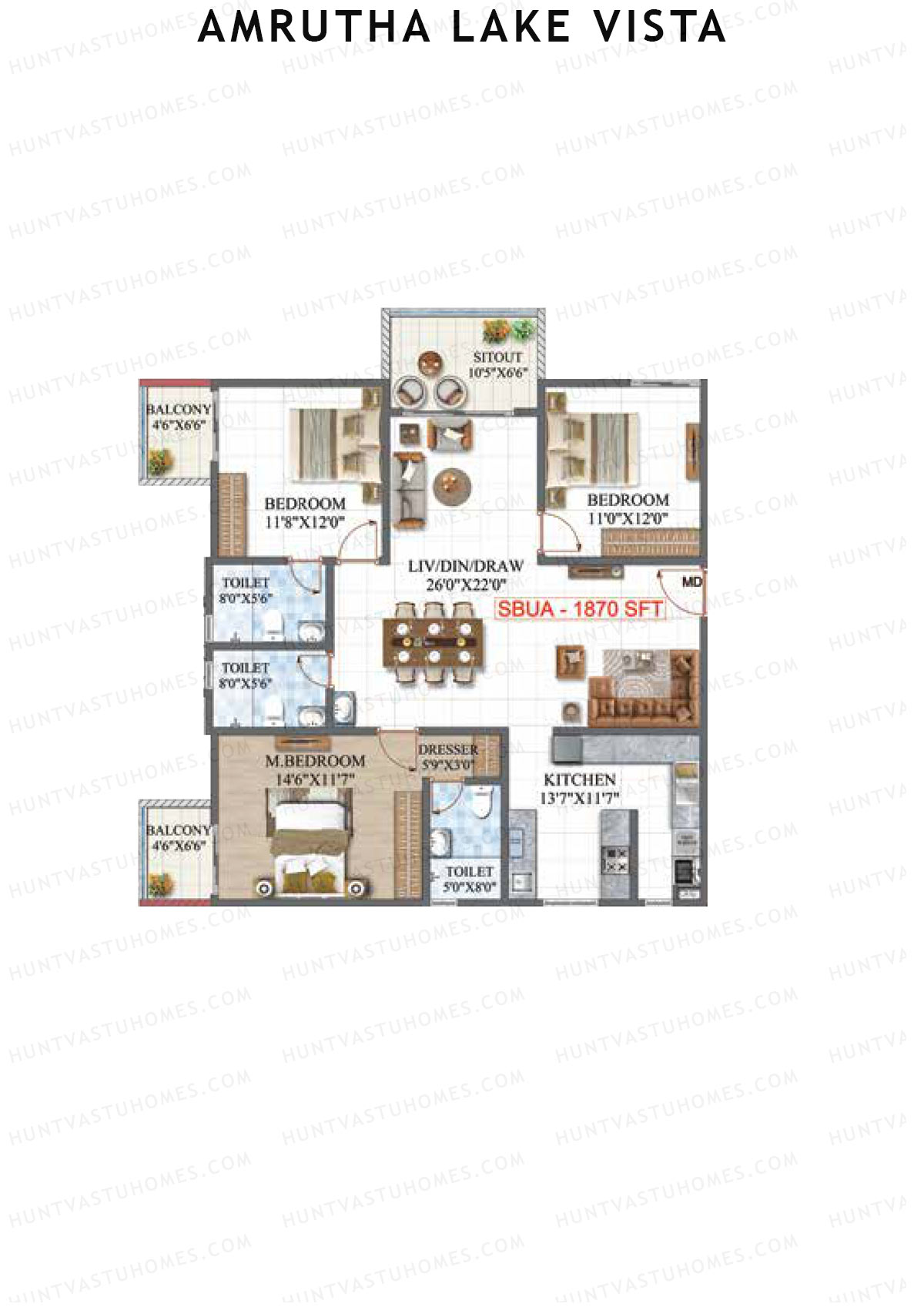 Amrutha Lake Vista Block D Unit 1 Floor Plan