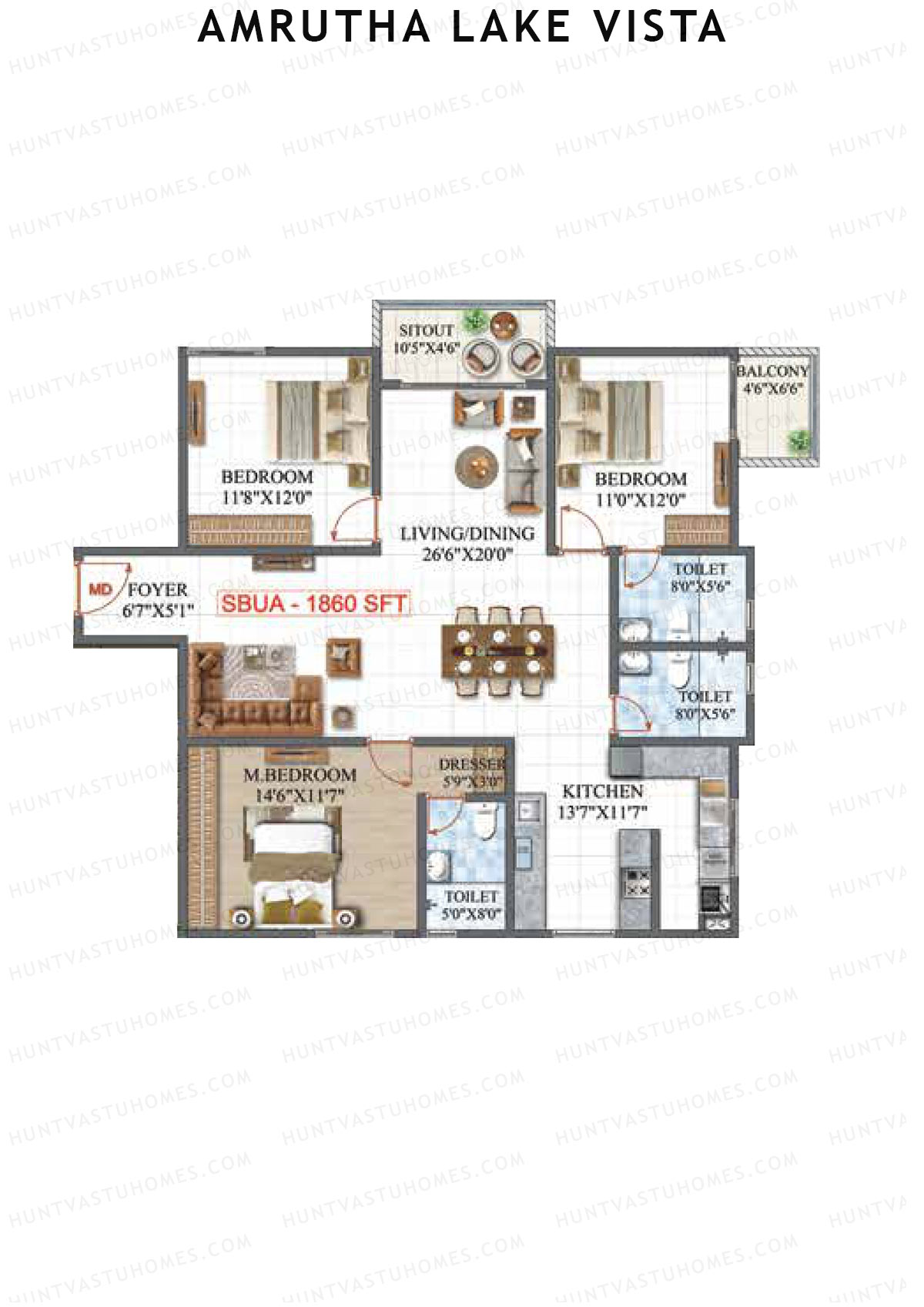 Amrutha Lake Vista Block D Unit 2 Floor Plan