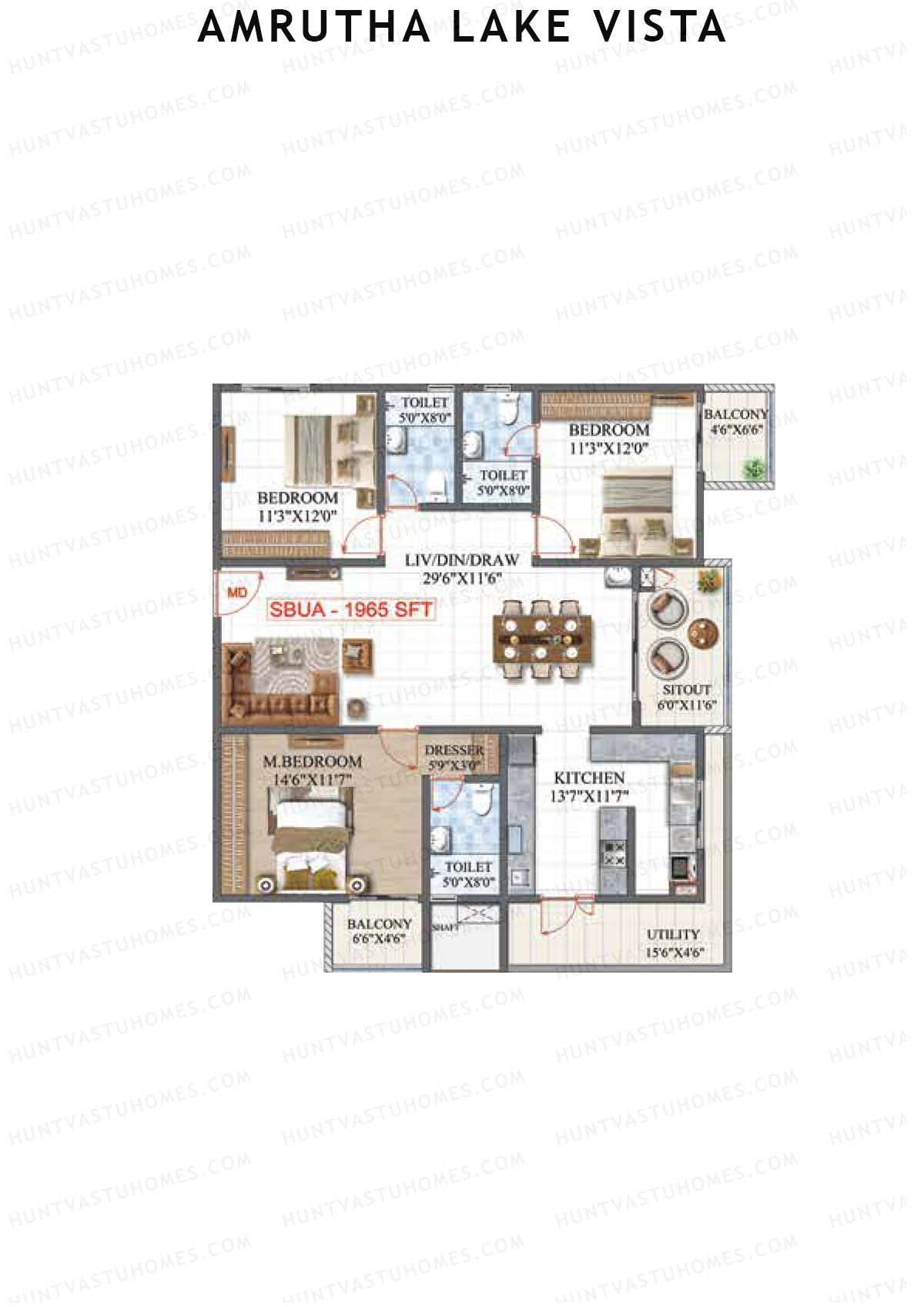 Amrutha Lake Vista Block D Unit 3 Floor Plan