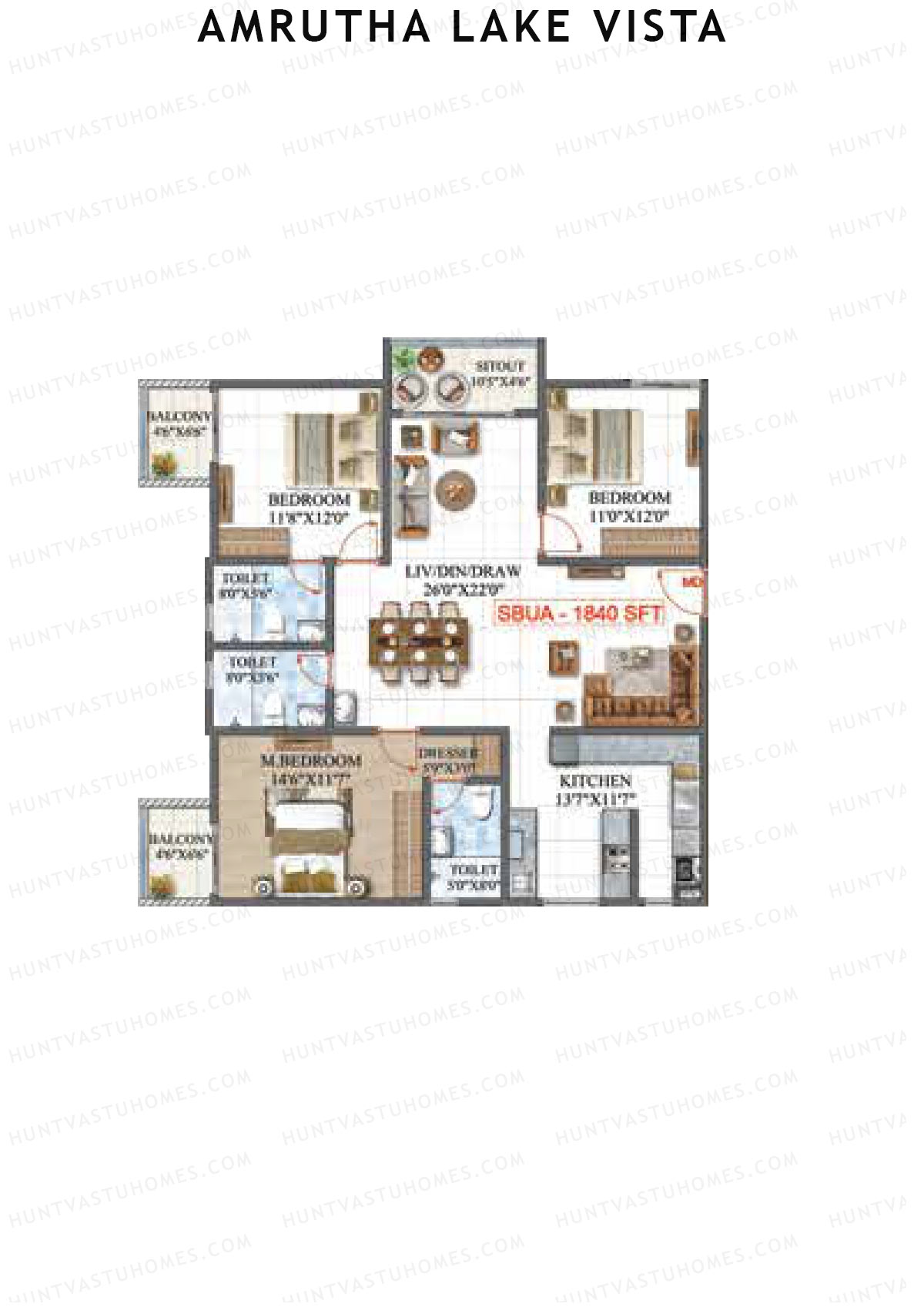 Amrutha Lake Vista Block E Unit 1 Floor Plan