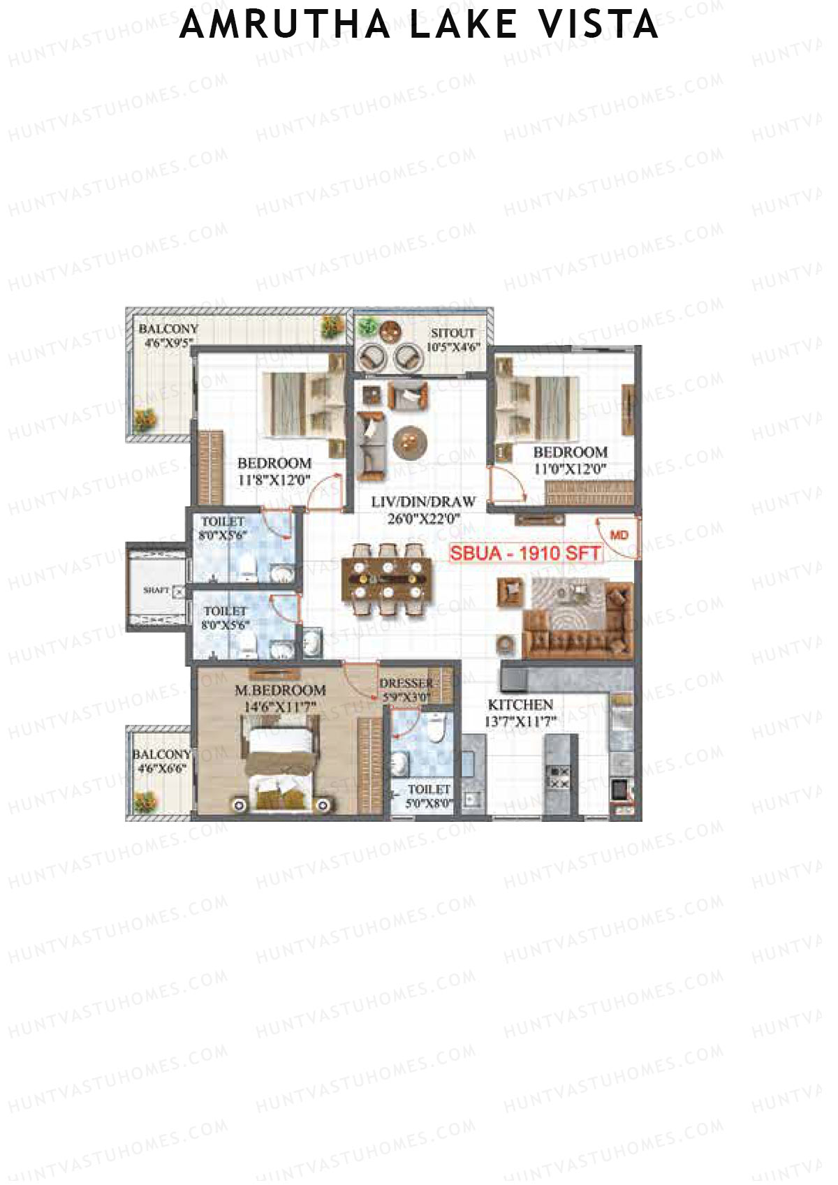 Amrutha Lake Vista Block E Unit 1 Floor Plan
