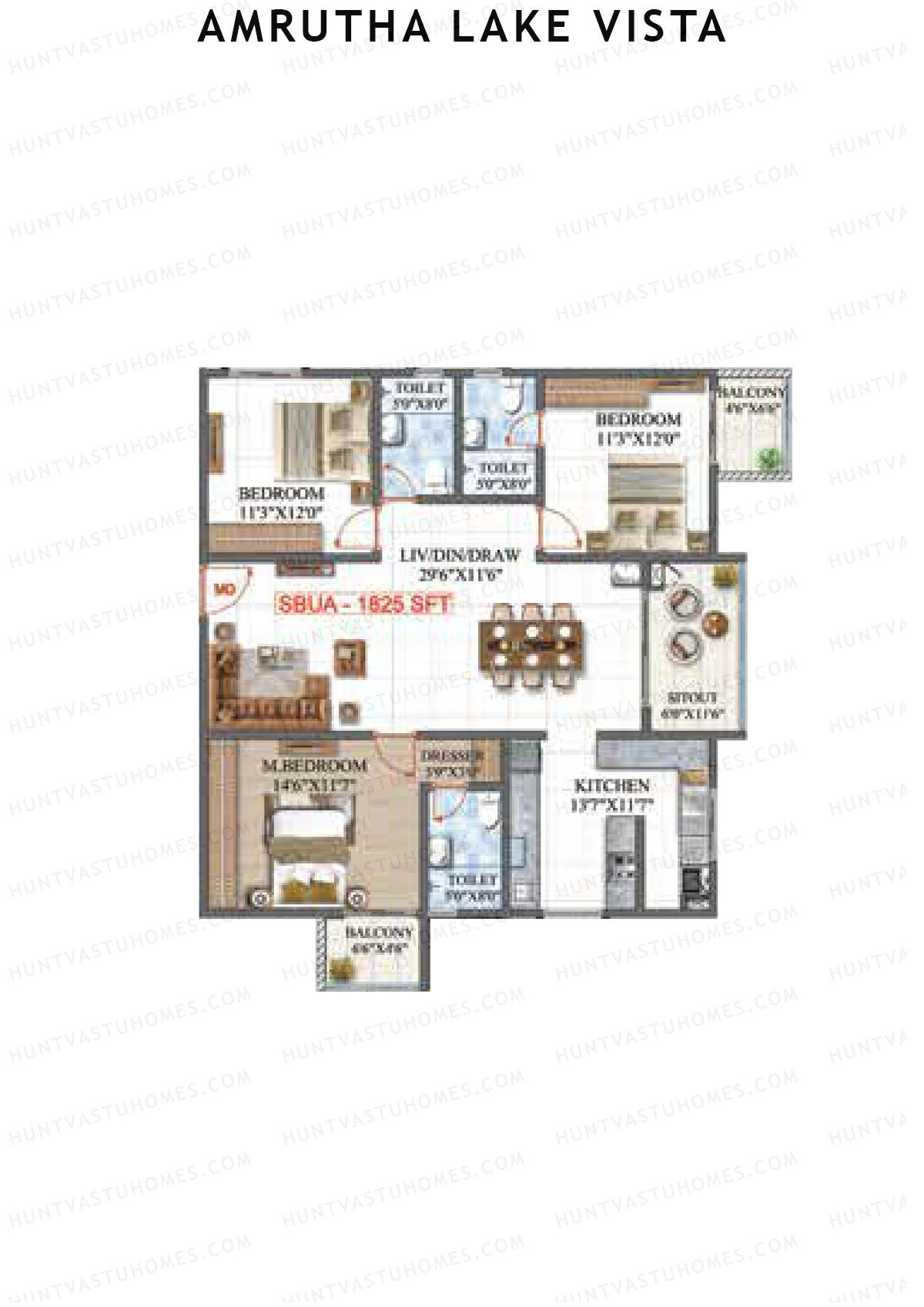 Amrutha Lake Vista Block E Unit 3 Floor Plan