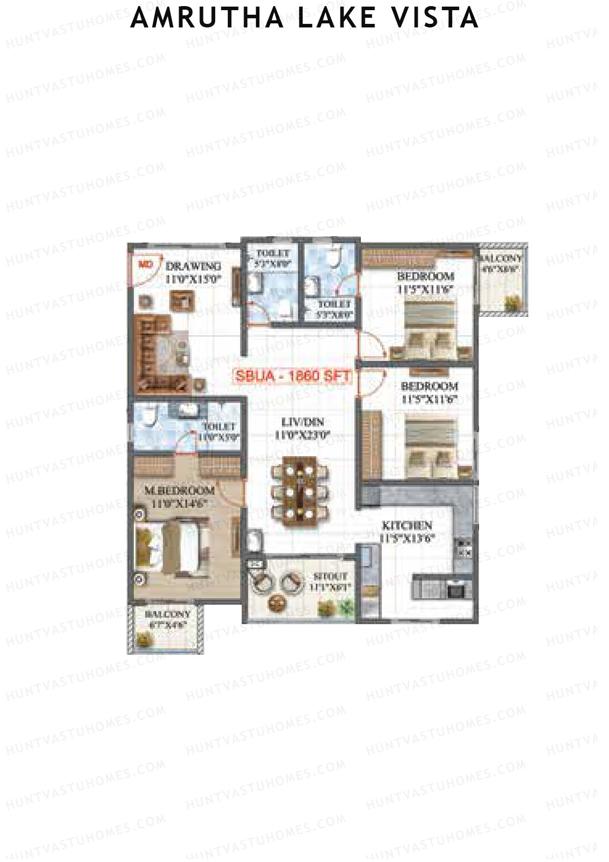 Amrutha Lake Vista Block E Unit 4 Floor Plan