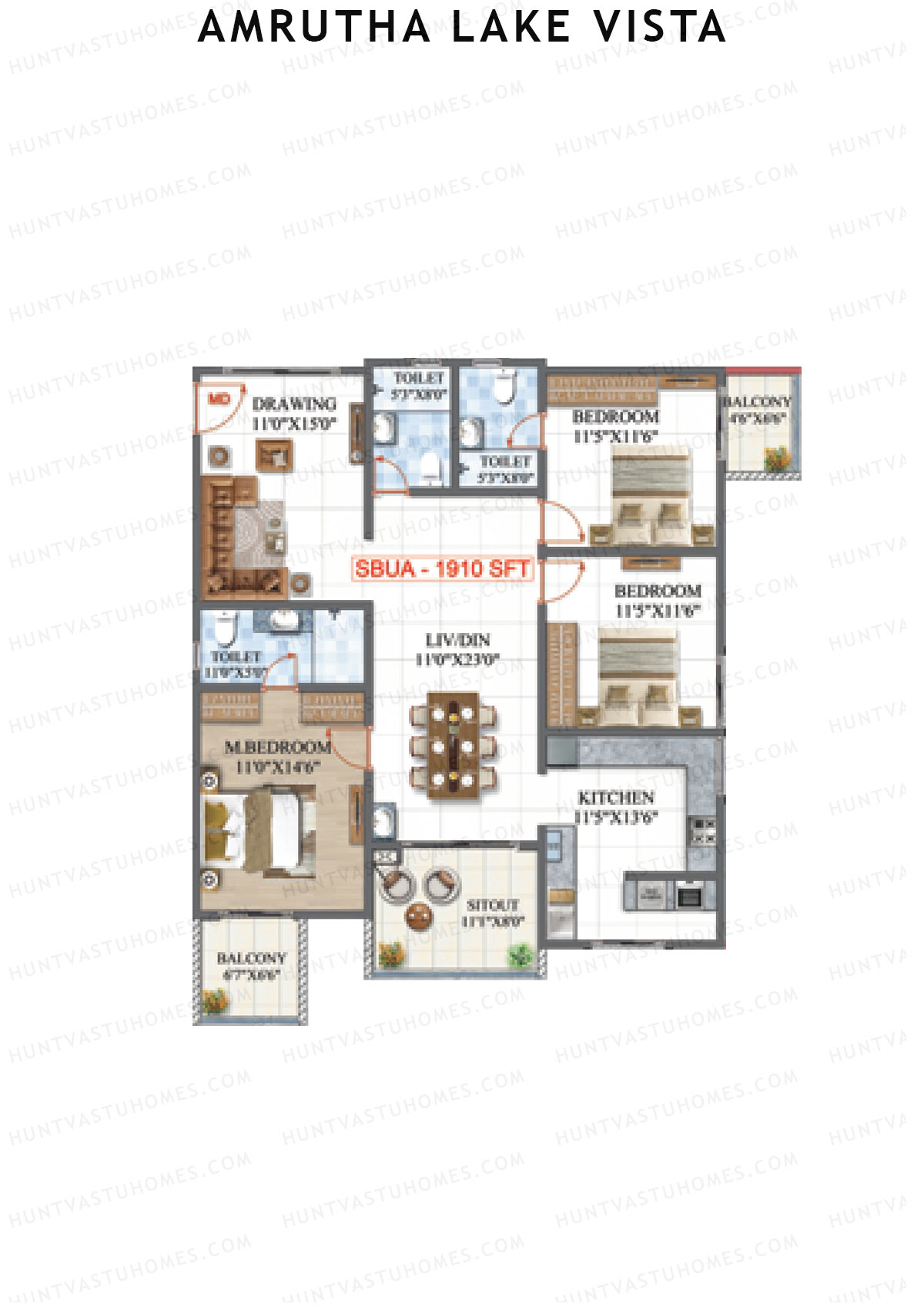 Amrutha Lake Vista Block E Unit 4 Floor Plan