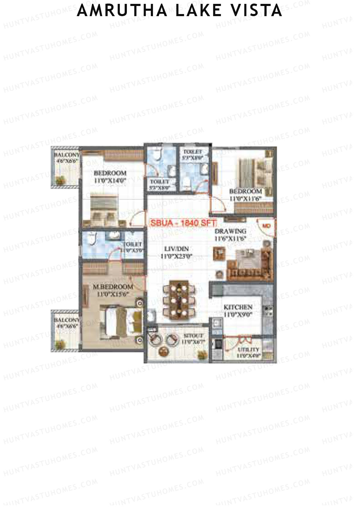 Amrutha Lake Vista Block E Unit 5 Floor Plan