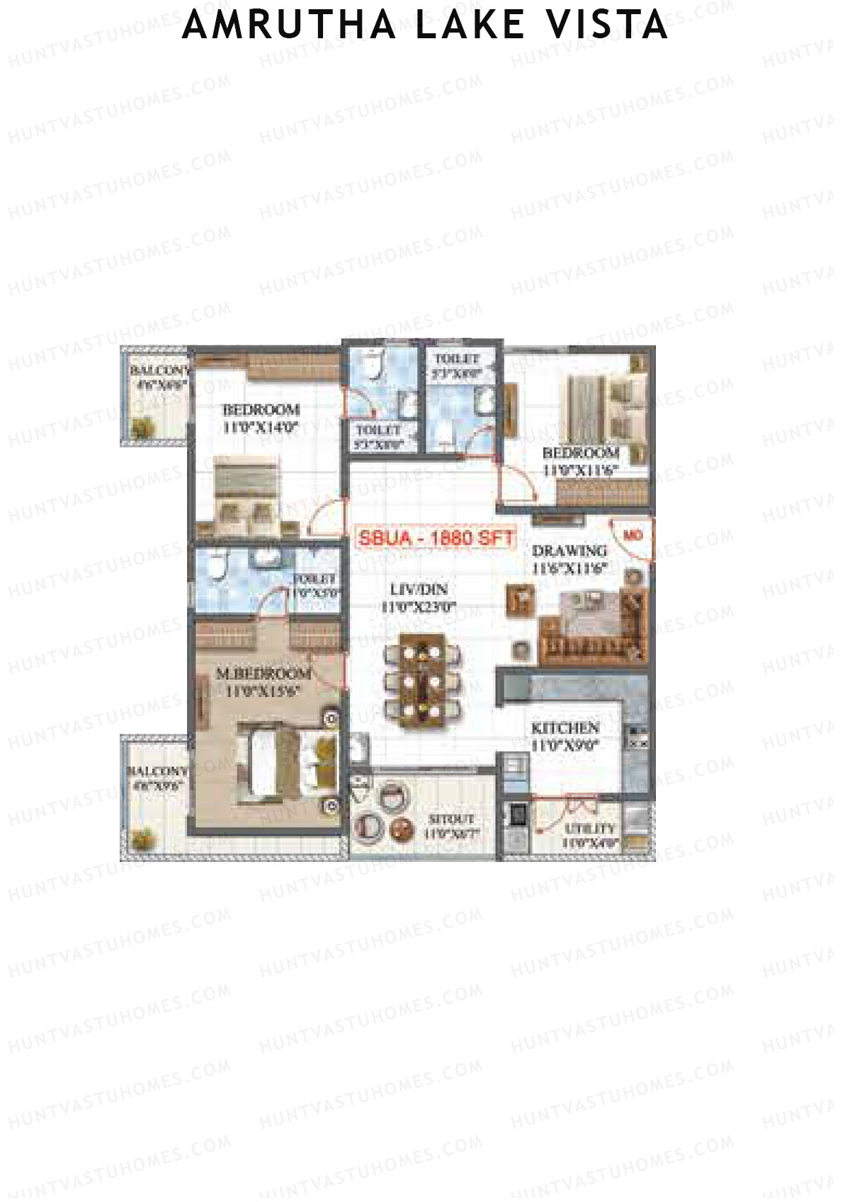 Amrutha Lake Vista Block E Unit 5 Floor Plan