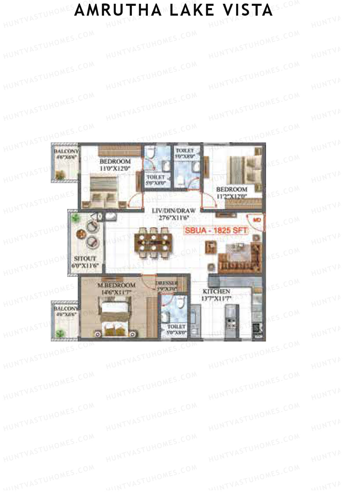 Amrutha Lake Vista Block E Unit 6 Floor Plan