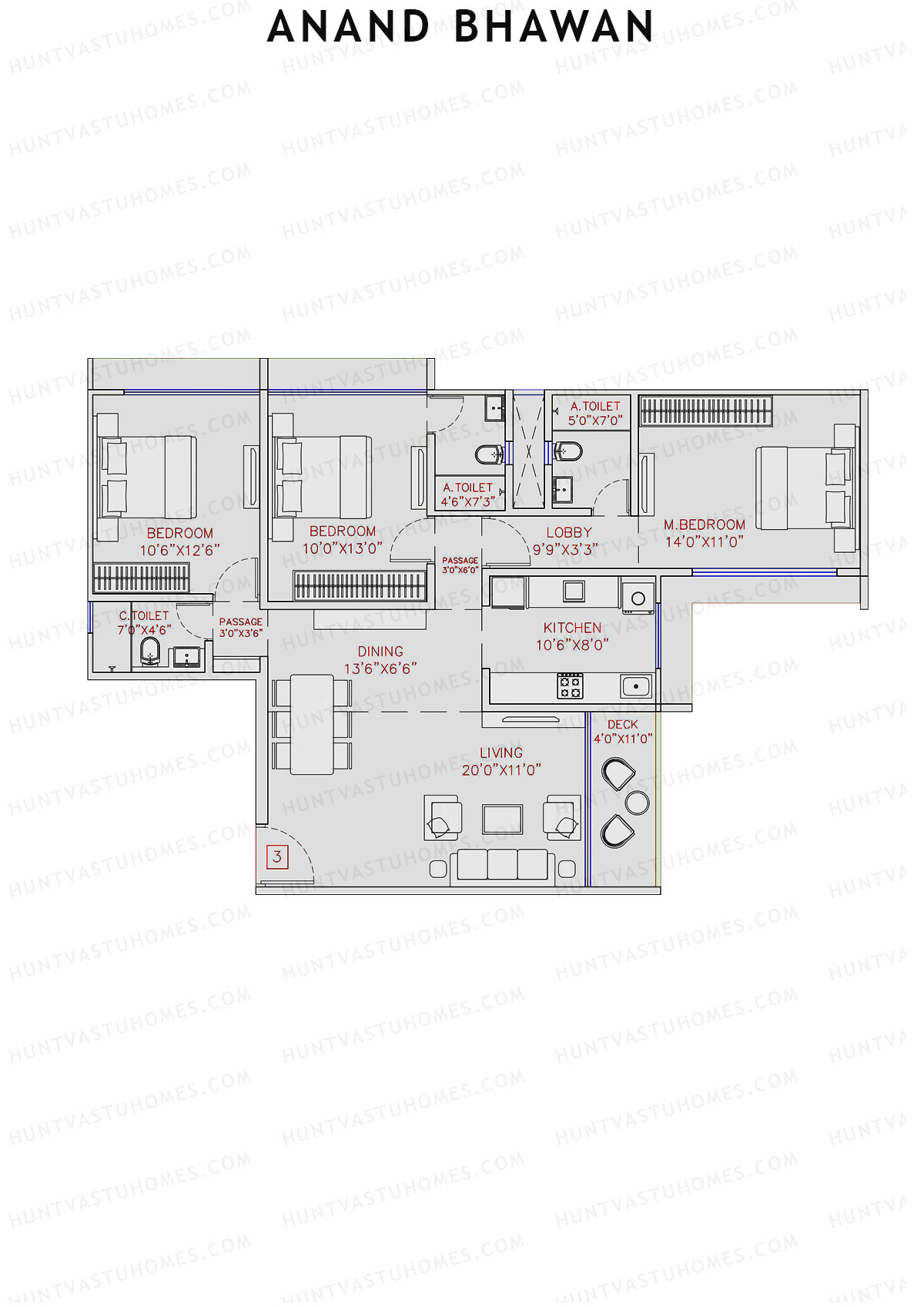 Anand Bhawan Wing A Unit 3 Floor Plan