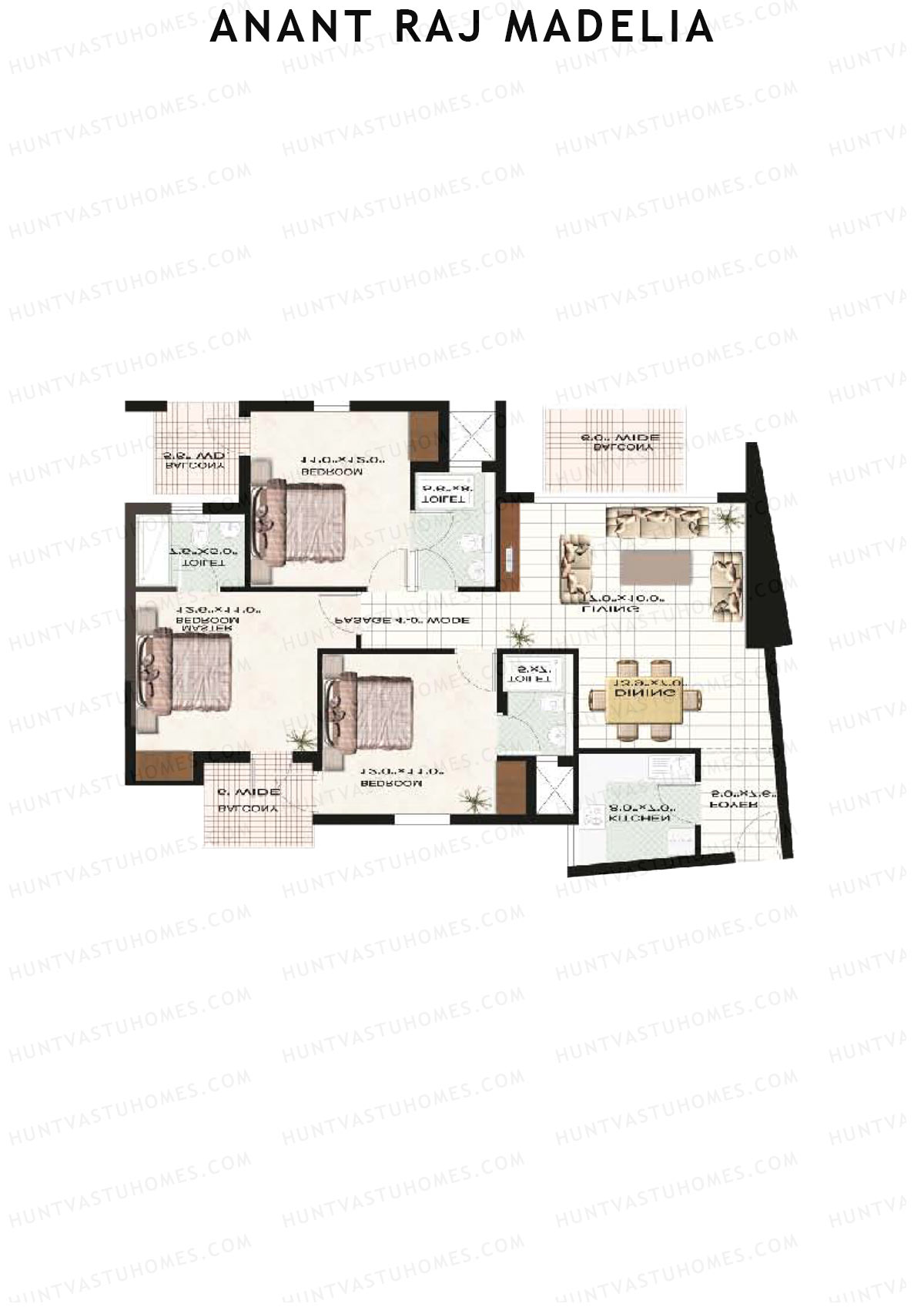 Anant Raj Madelia Block Butterfly Unit 1 Floor Plan