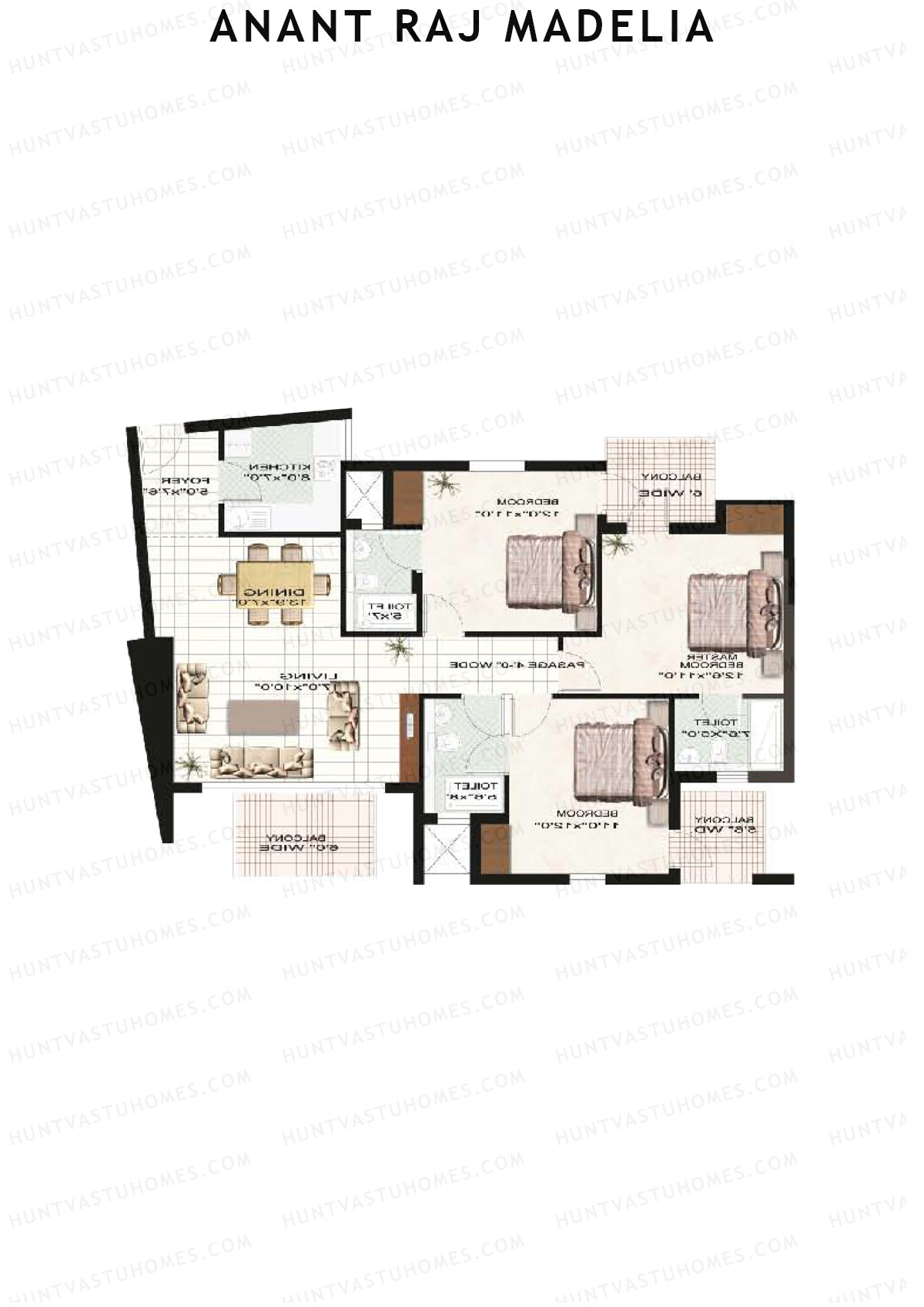 Anant Raj Madelia Block Butterfly Unit 3 Floor Plan