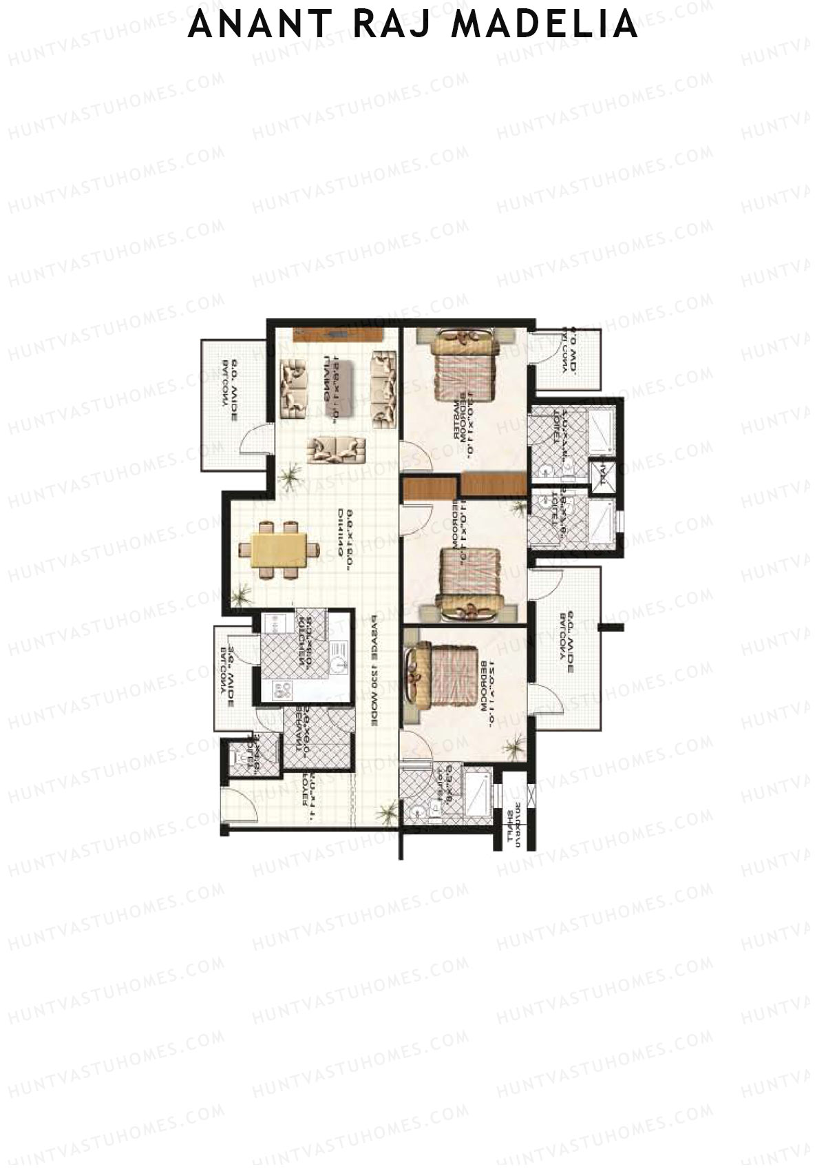 Anant Raj Madelia Block T Wing H Unit 2 Floor Plan