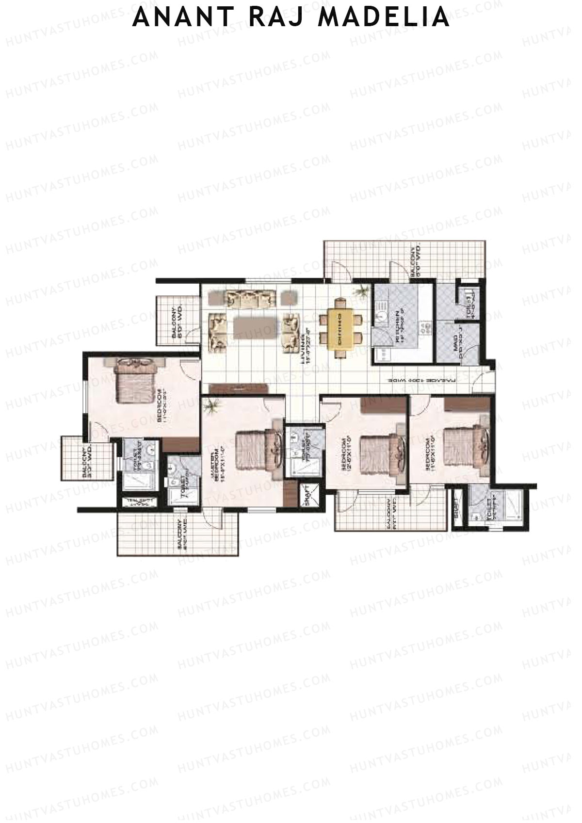 Anant Raj Madelia Block T Wing H Unit 3 Floor Plan