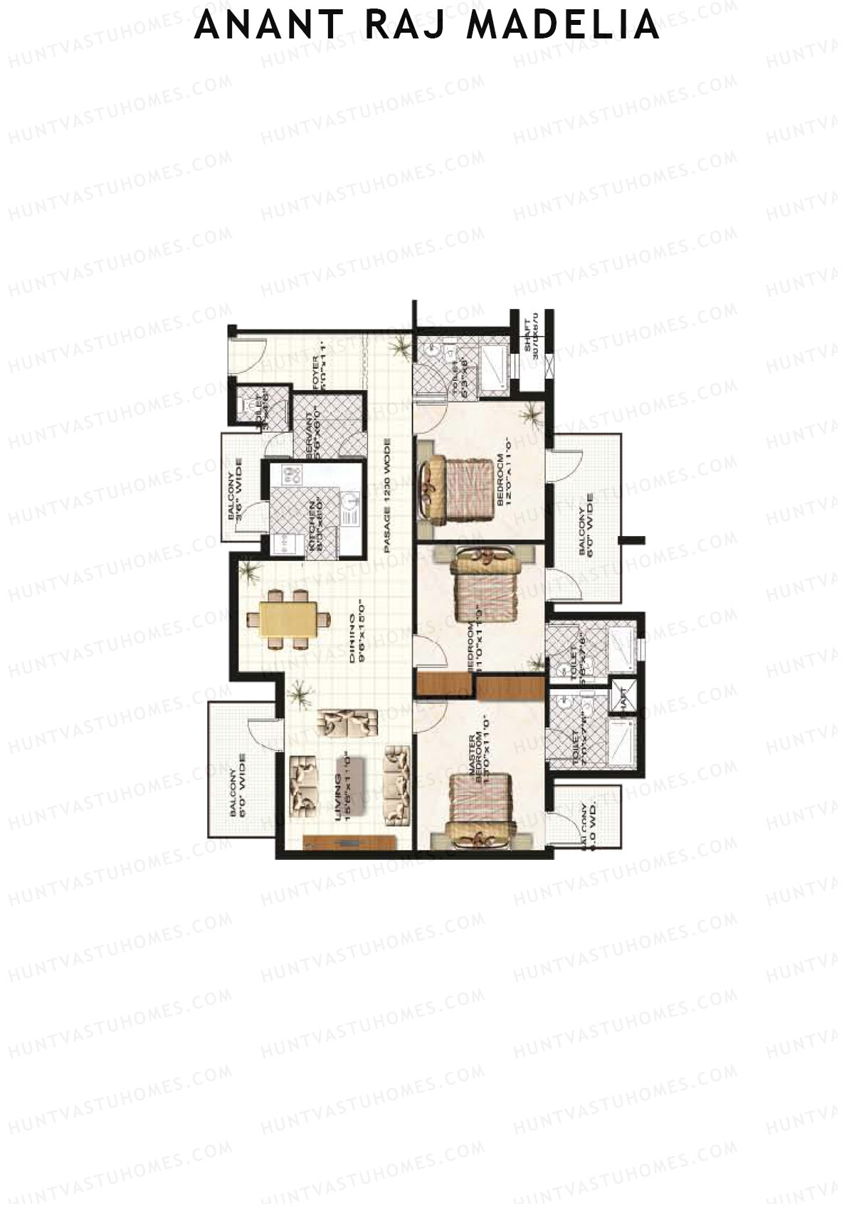 Anant Raj Madelia Block T Wing J Unit 1 Floor Plan