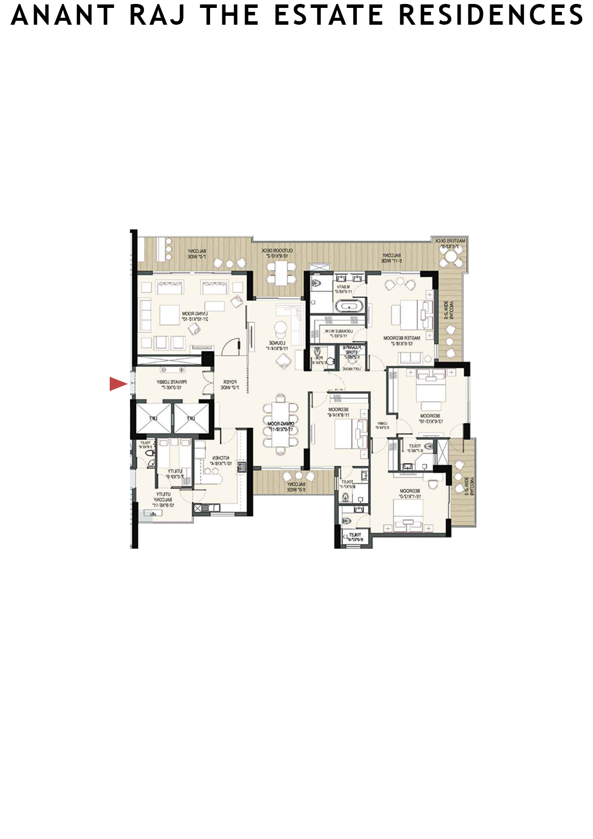 Anant Raj The Estate Residences Tower 1 Unit B (Type A) Floor Plan