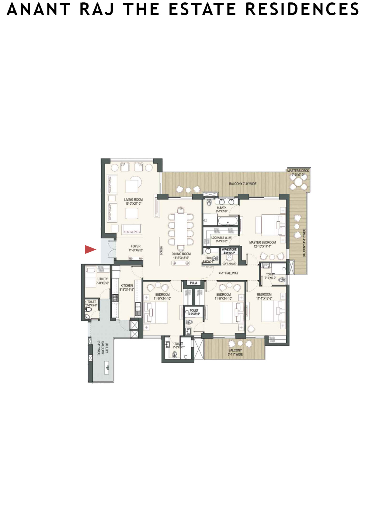 Anant Raj The Estate Residences Tower 4 Unit A (Type C) Floor Plan