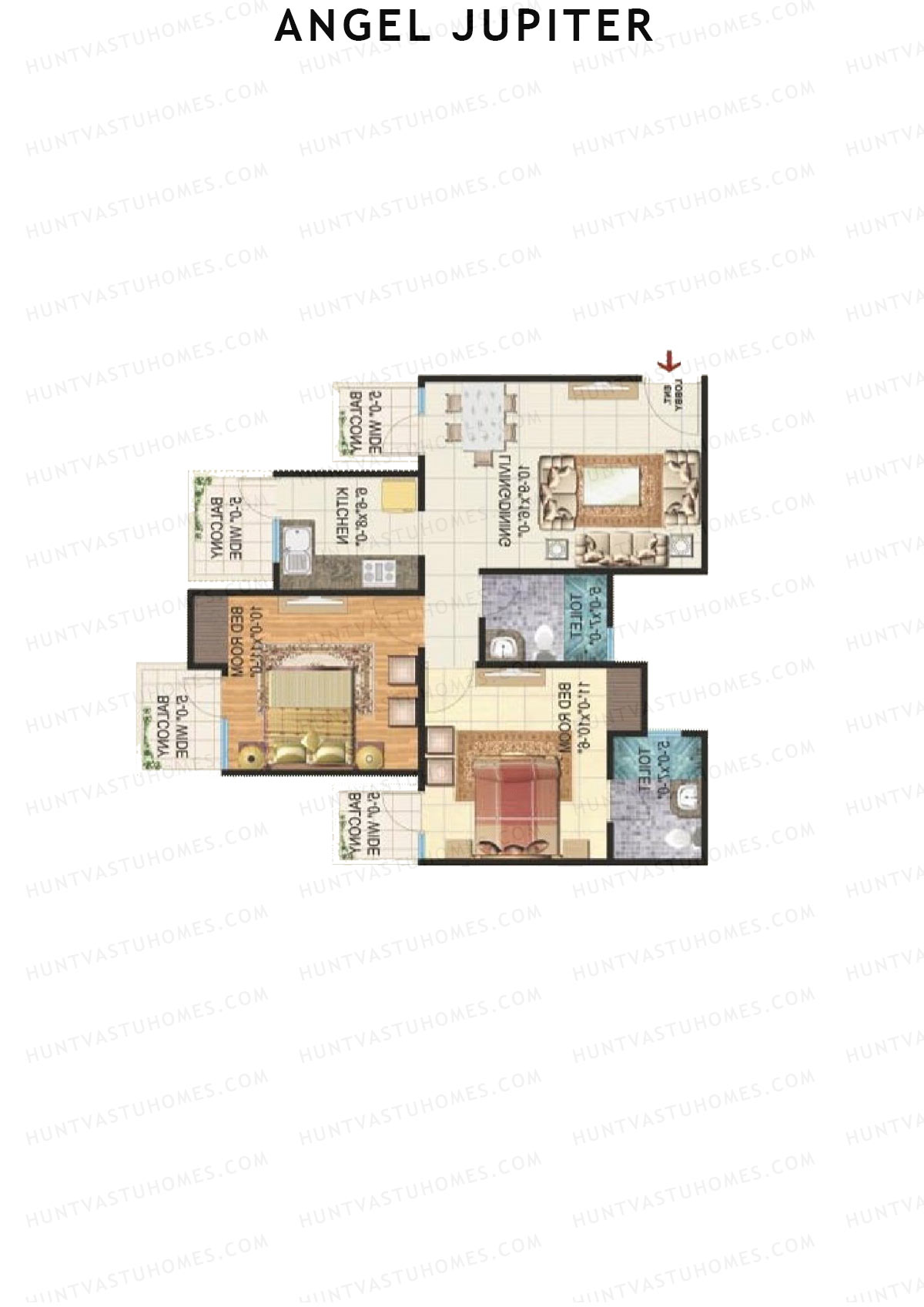 Angel Jupiter, Tower B, Unit 5 (Type A), 2BHK, Super Area 1150   sq ft 