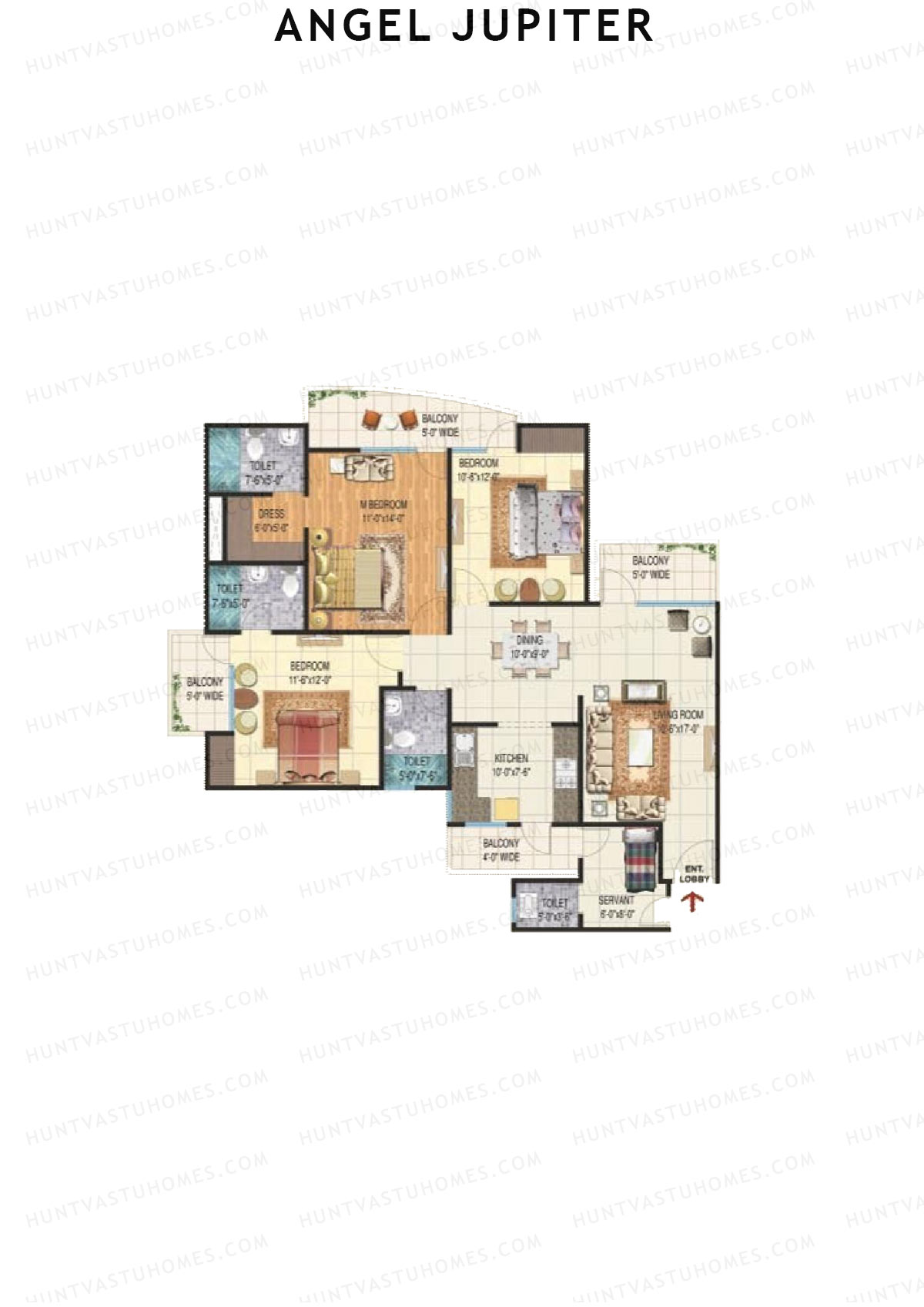 Angel Jupiter, Tower D, Unit 3, 3BHK, Super Area 1850   sq ft 
