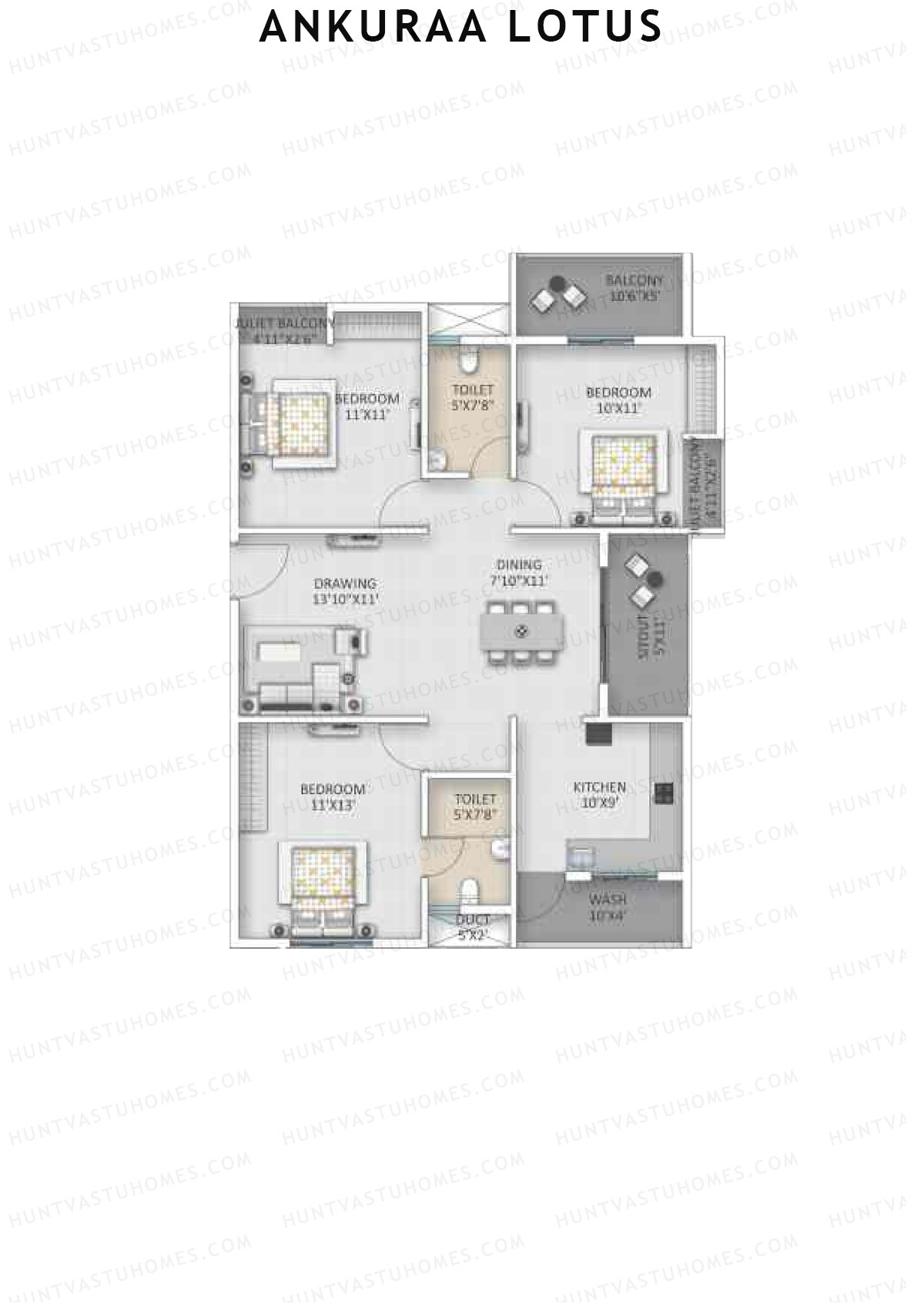 Ankuraa Lotus Tower 1 Unit 1 Floor Plan